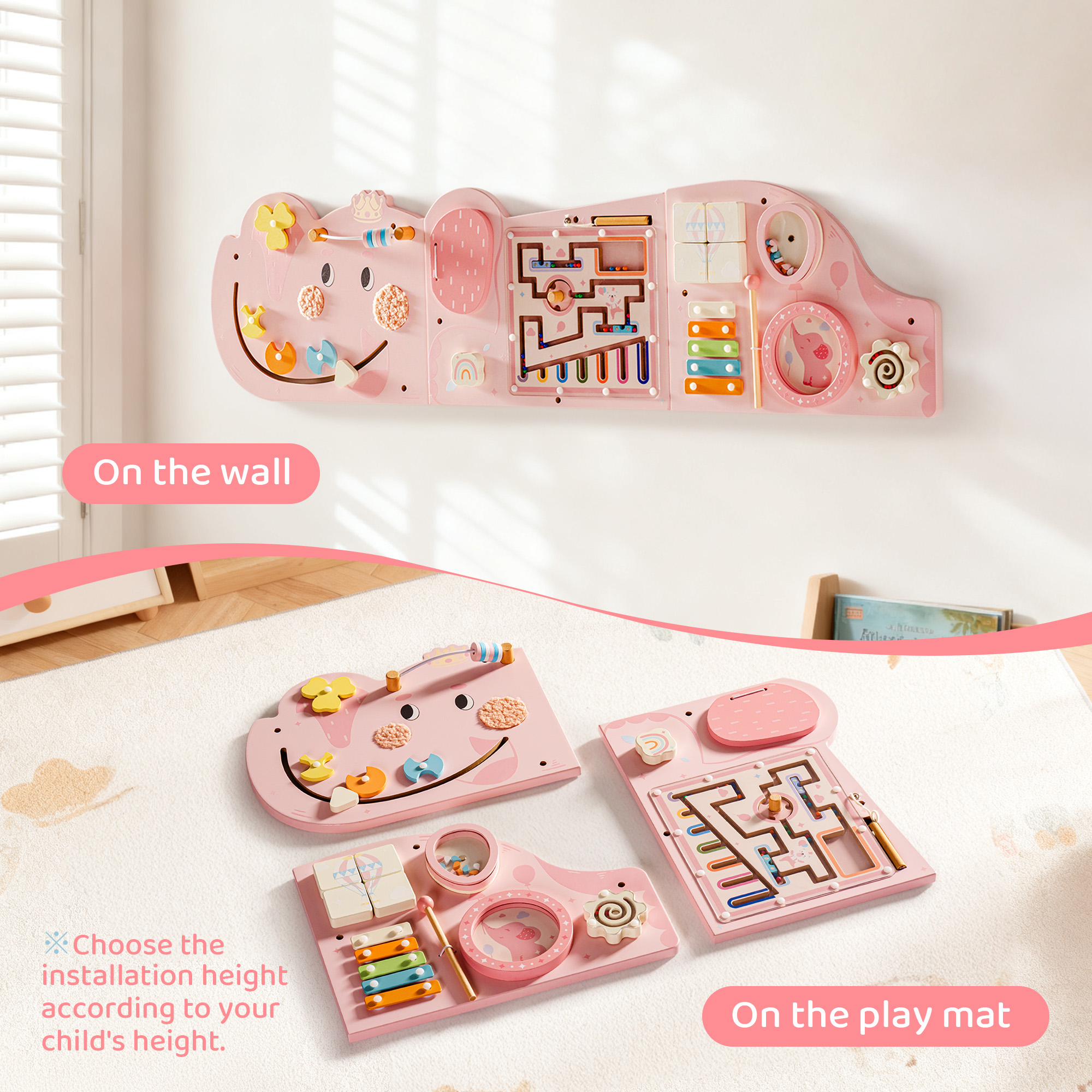 ROBUD Wooden Cream Elephant Busy Board