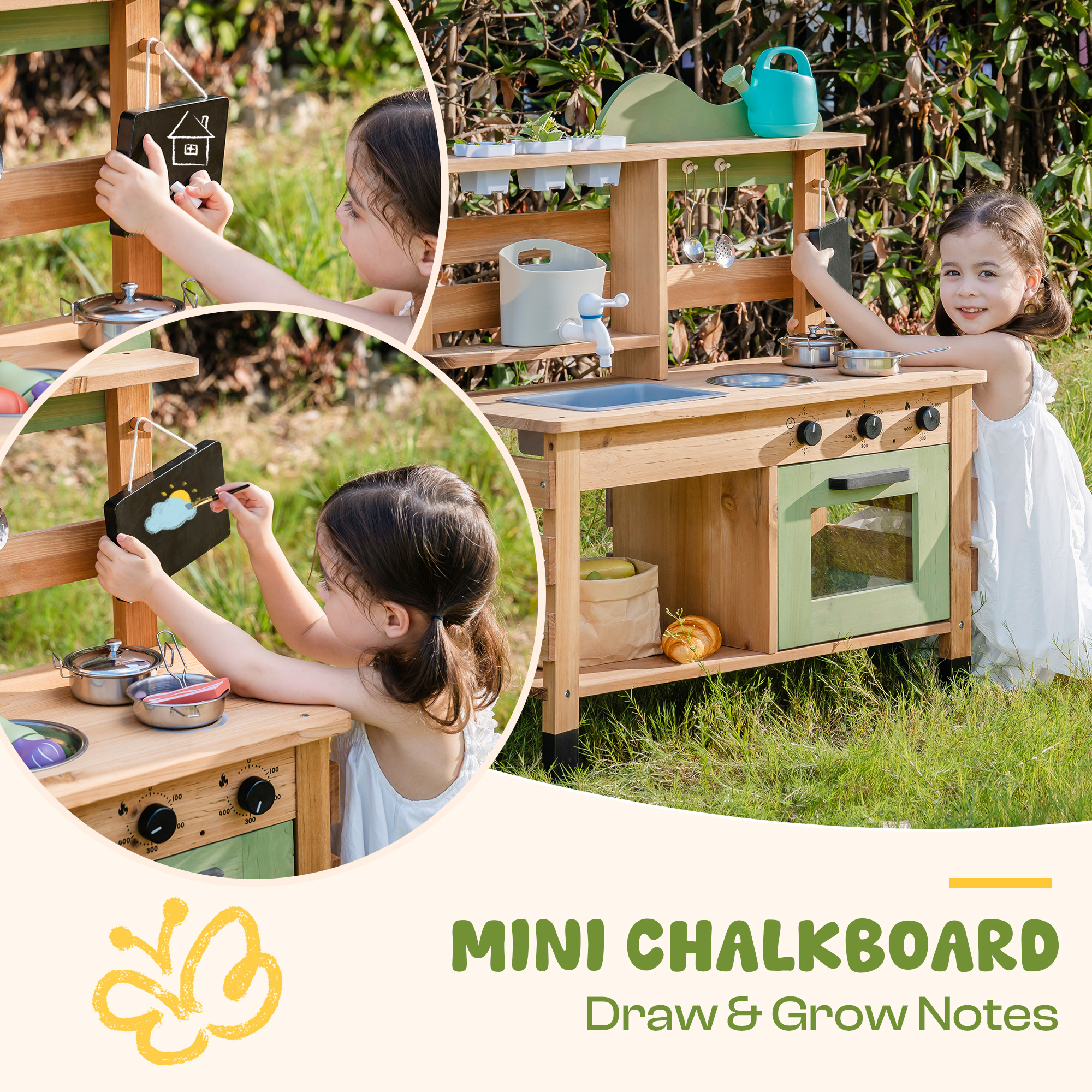 ROBUD Outdoor Mud Play Kitchen  with Removable Sink