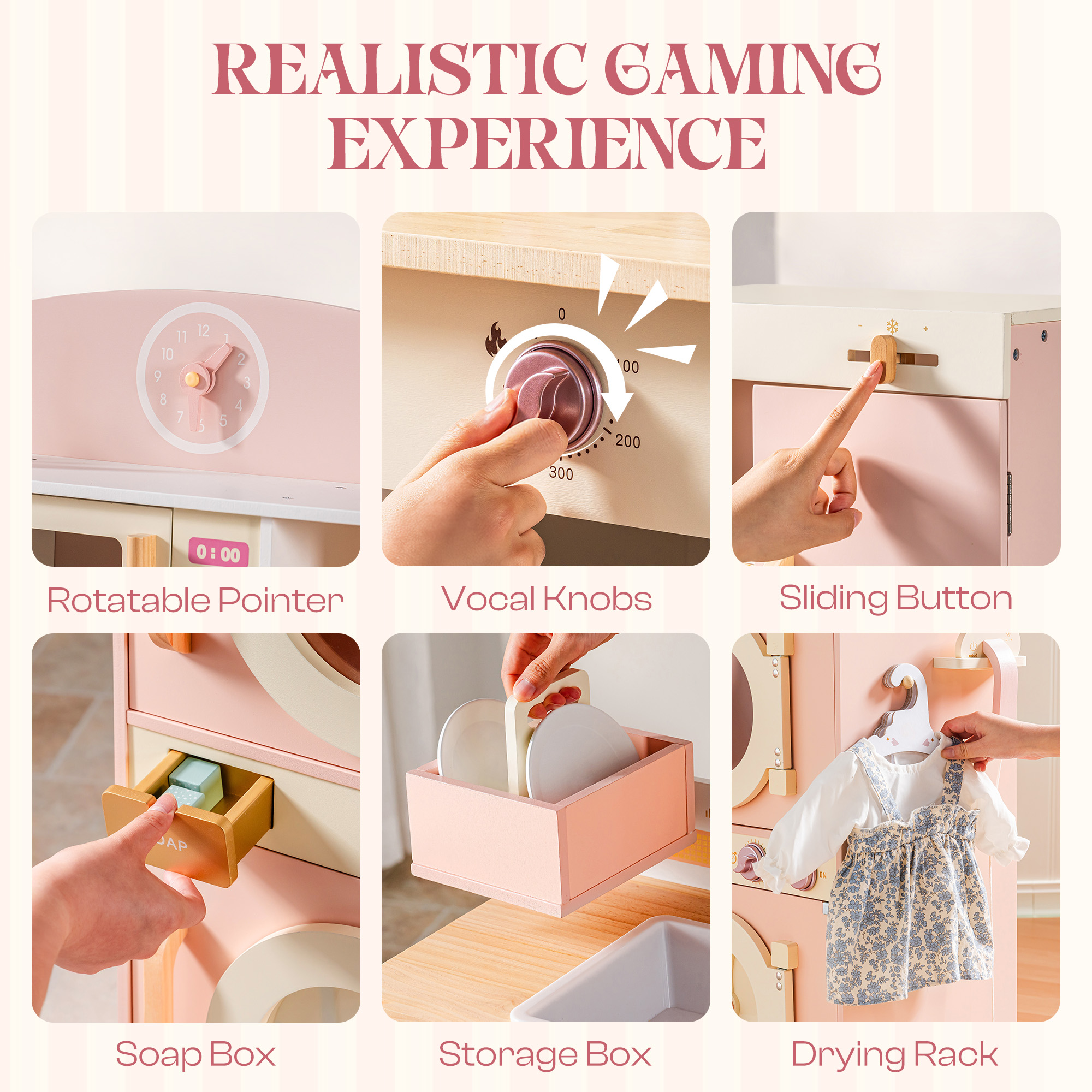 Robud Wooden Kids Kitchen PlaySet Seris -Pink