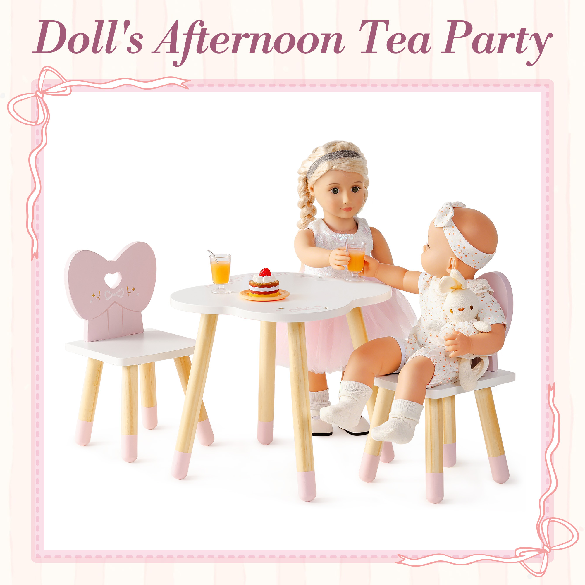 ROBUD 18 Inch Dolls Table Chairs Set