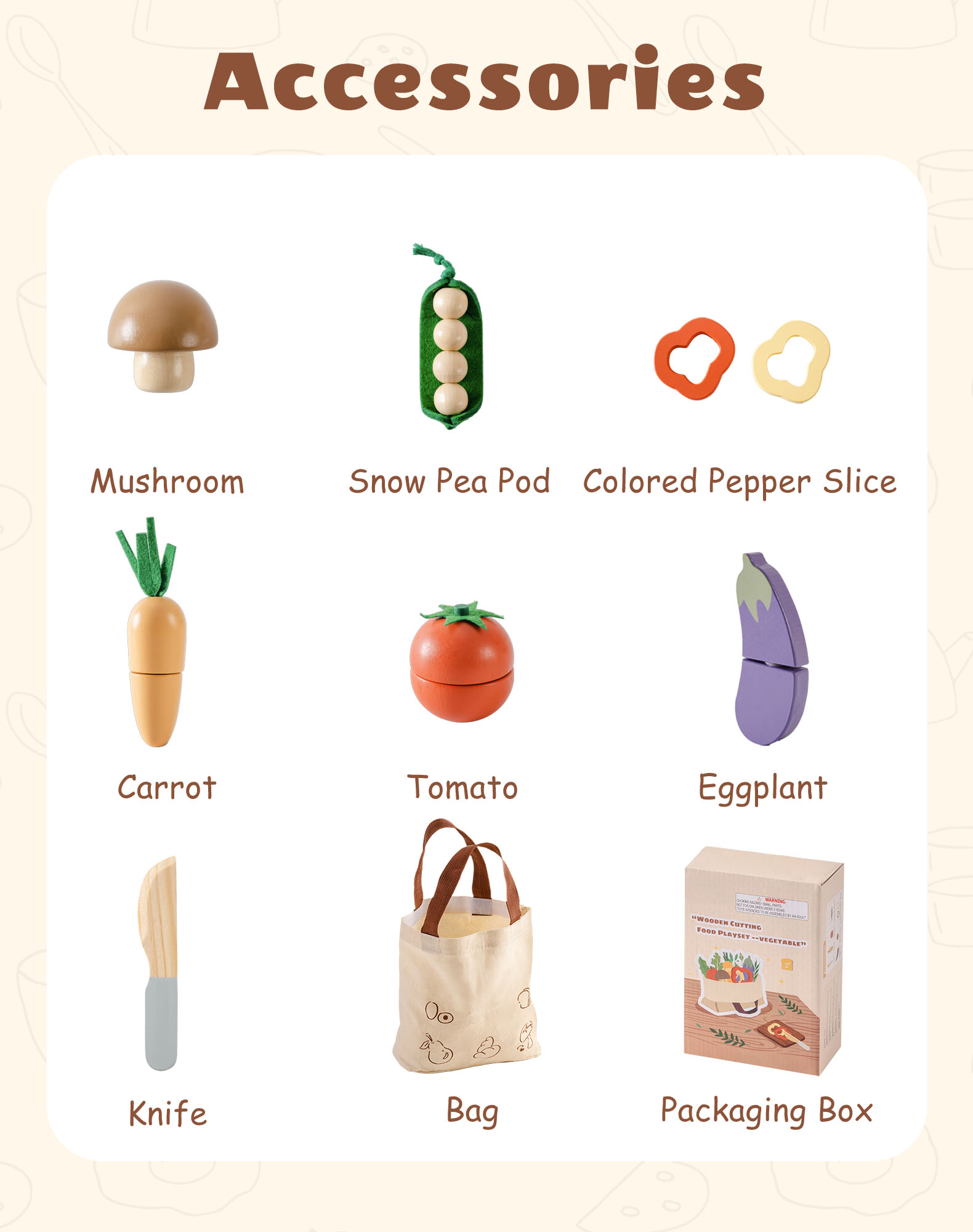 ROBUD Wooden Childs Play Food Set - Vegetables