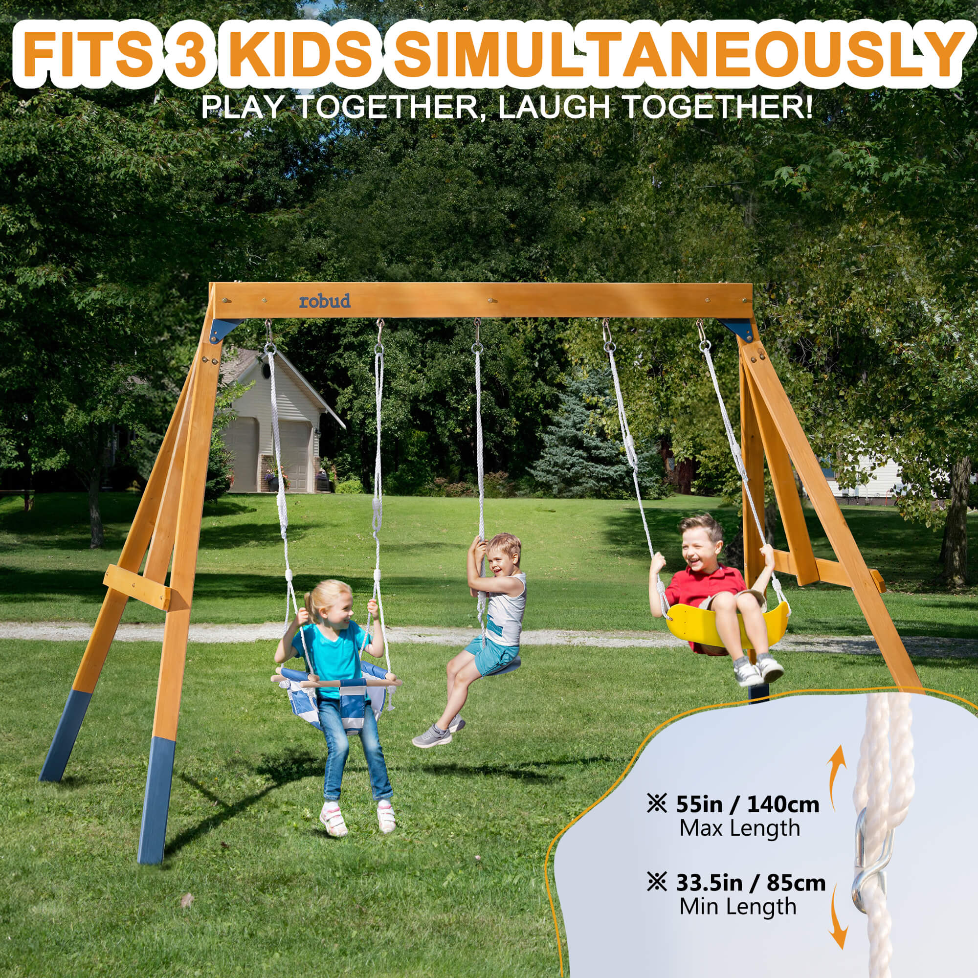 ROBUD Wooden Swing Set with Swings for Kids