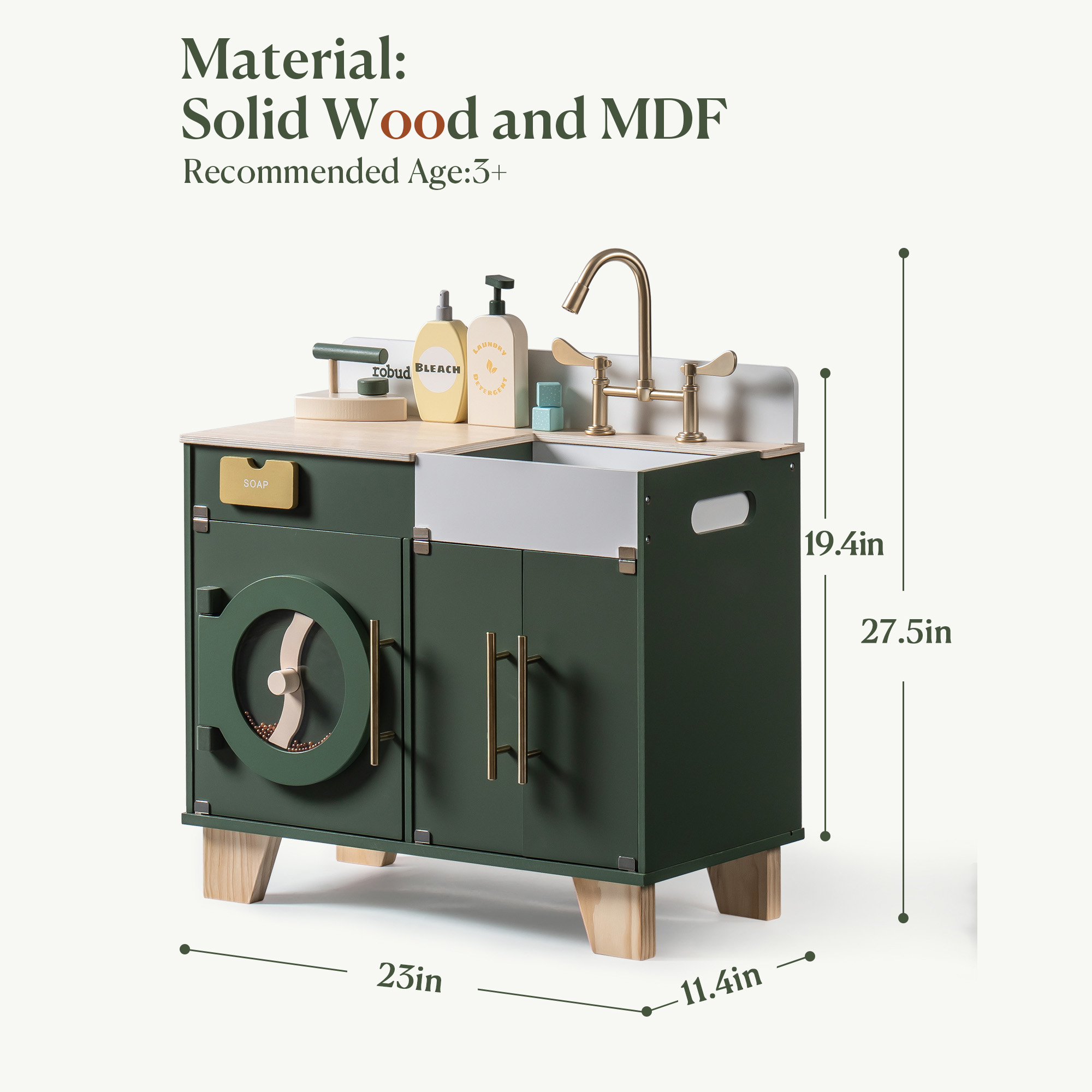 ROBUD Lave-linge Multifonction Vintage en Bois