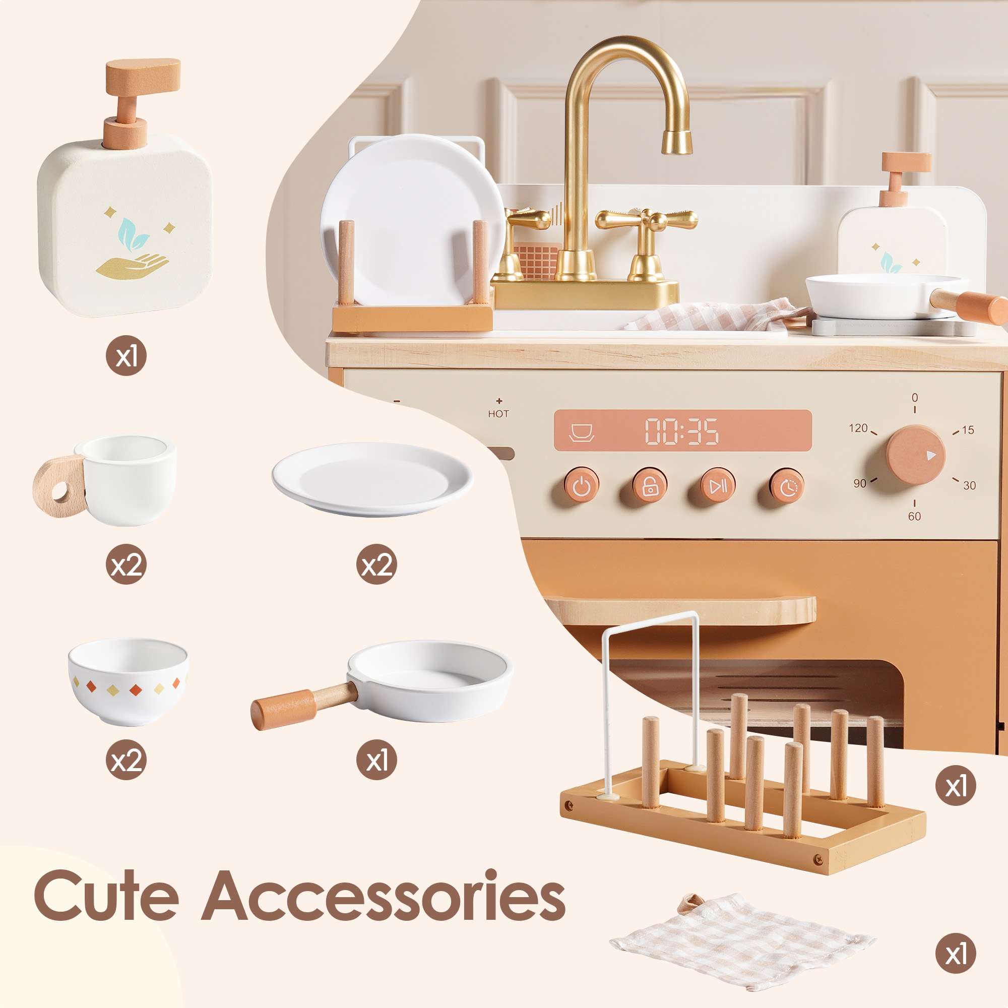 ROBUD Wooden Caramel Dishwasher