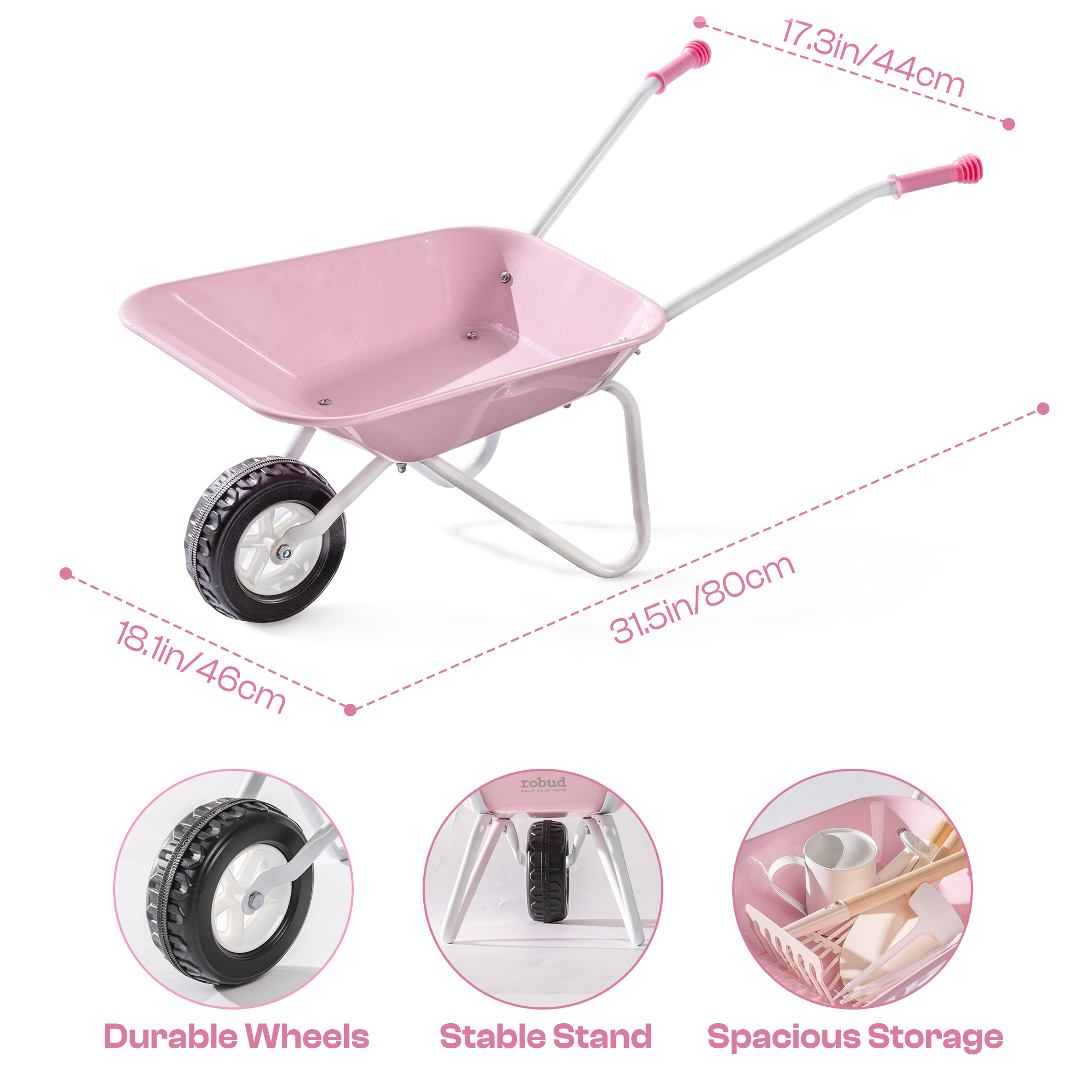 ROBUD Kids Wheelbarrow with Gardening Set