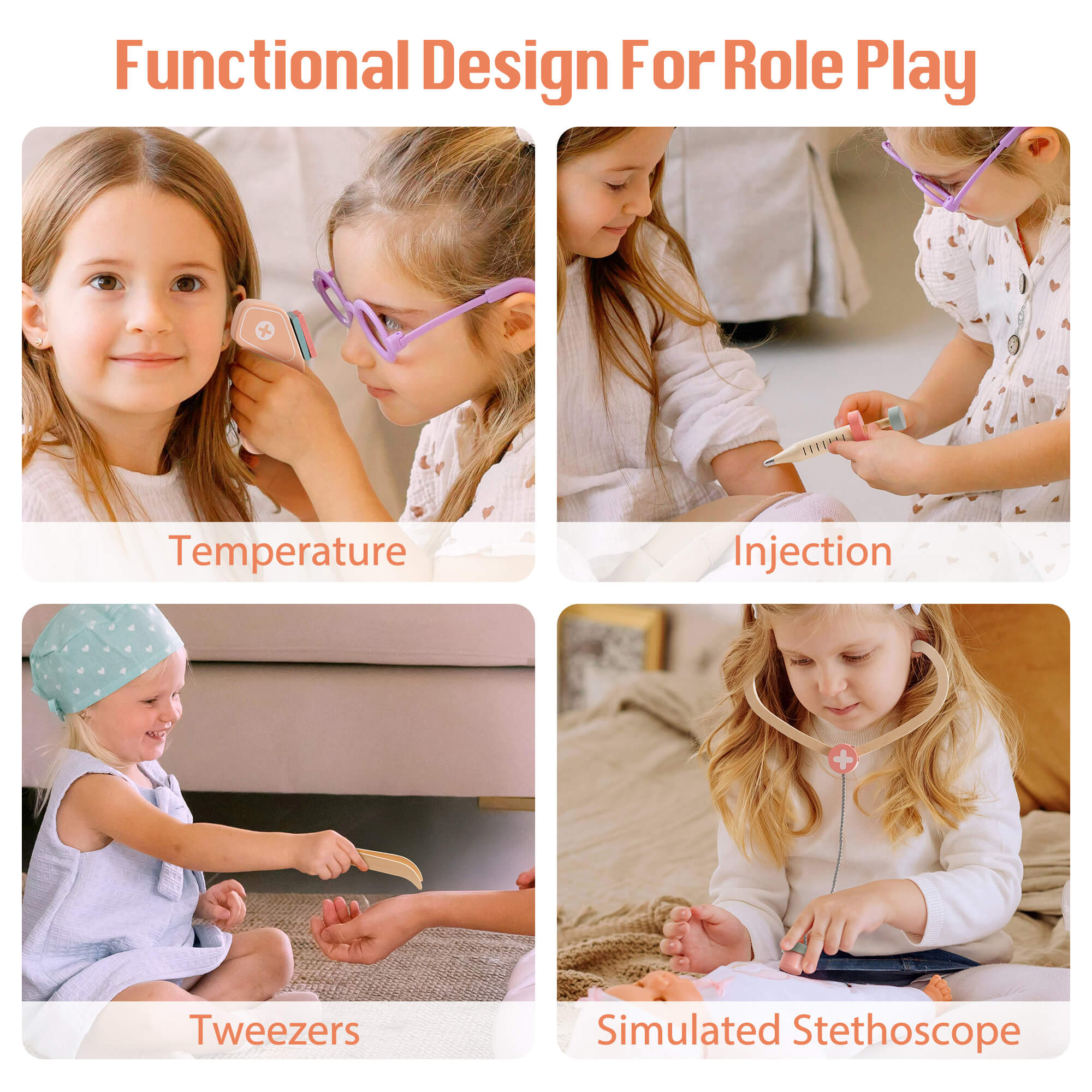 ROBUD Wooden Doctor's Activity Center Toy Set