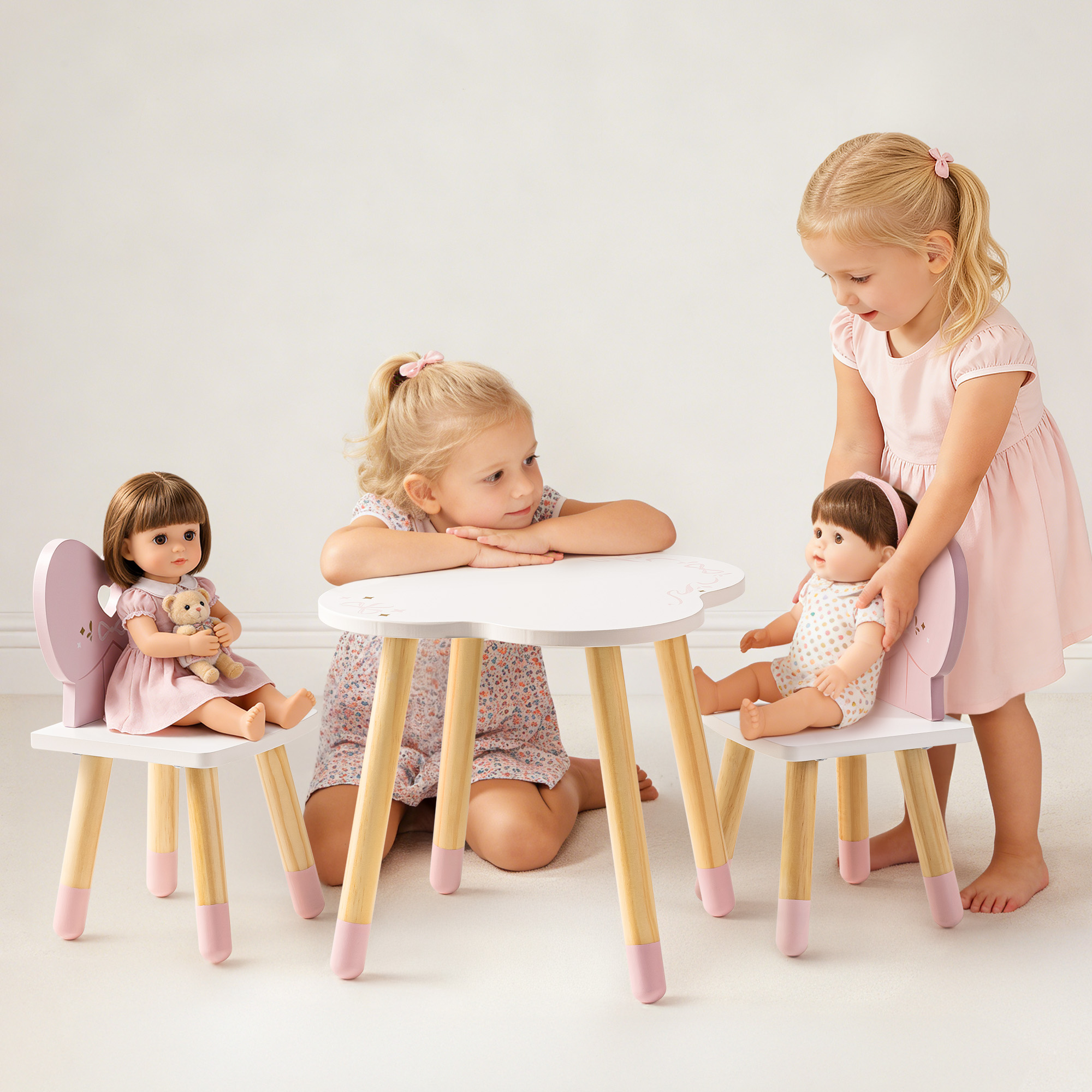ROBUD 18 Inch Dolls Table Chairs Set