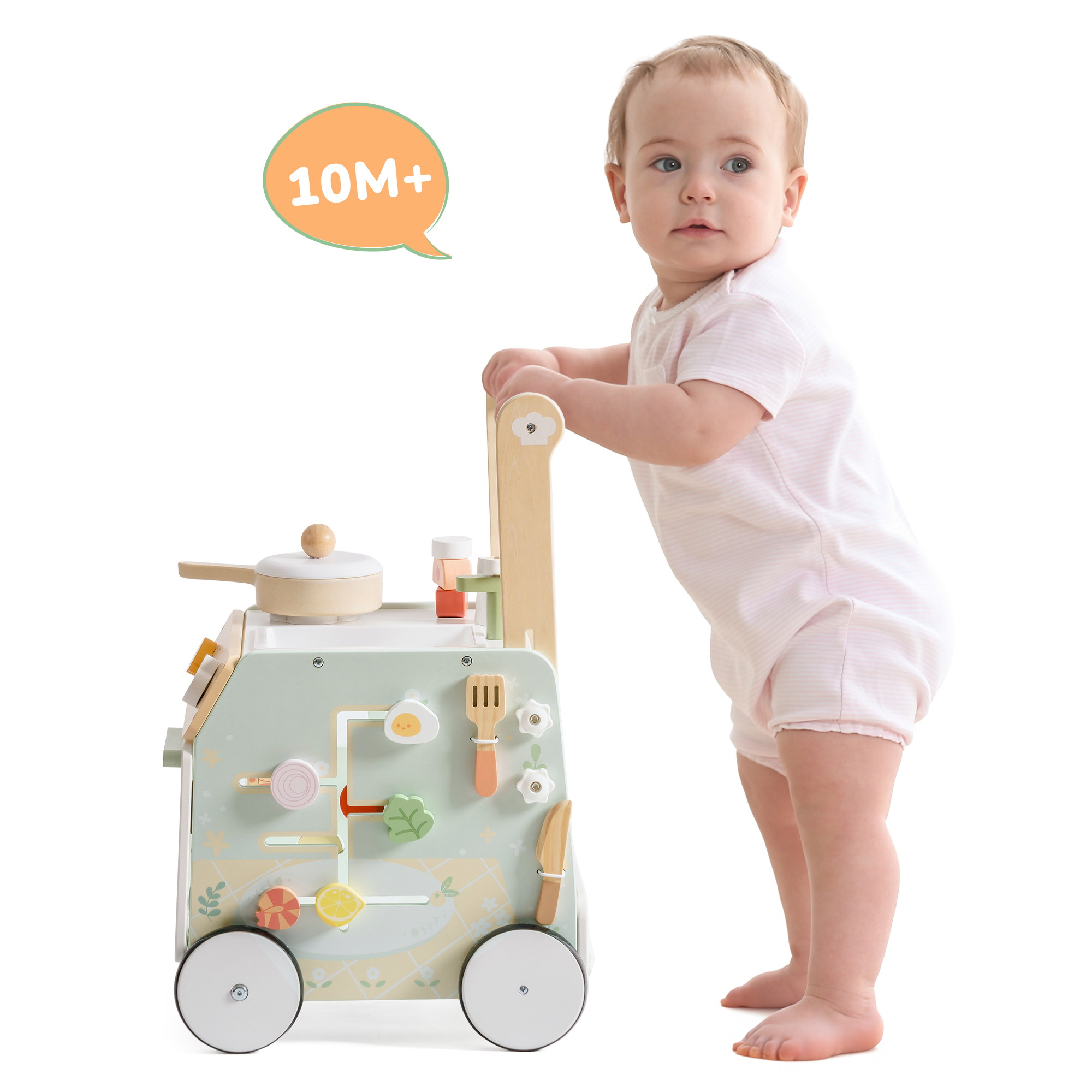 ROBUD Wooden Baby Push Walker Spring Countryside