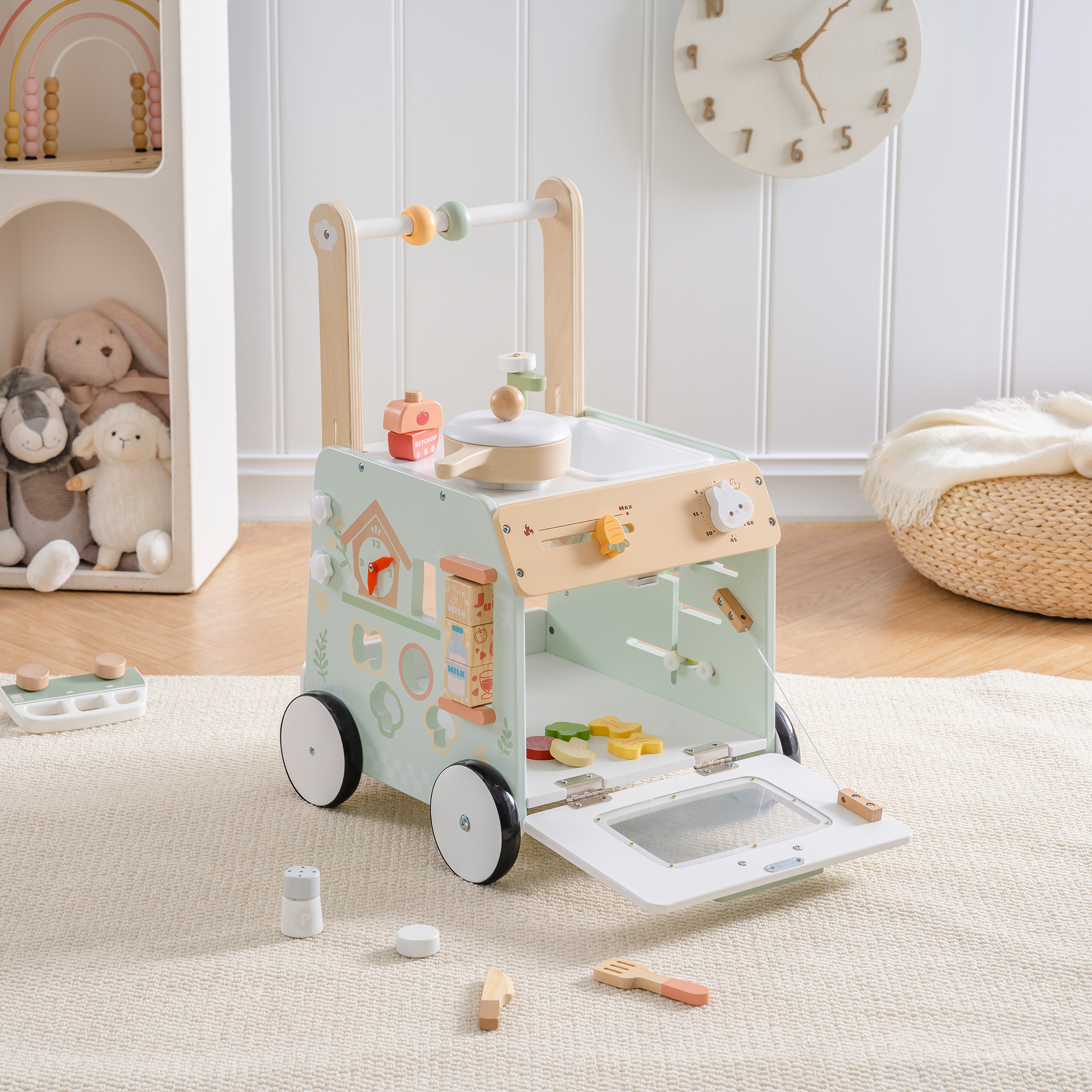 ROBUD Wooden Baby Push Walker Spring Countryside