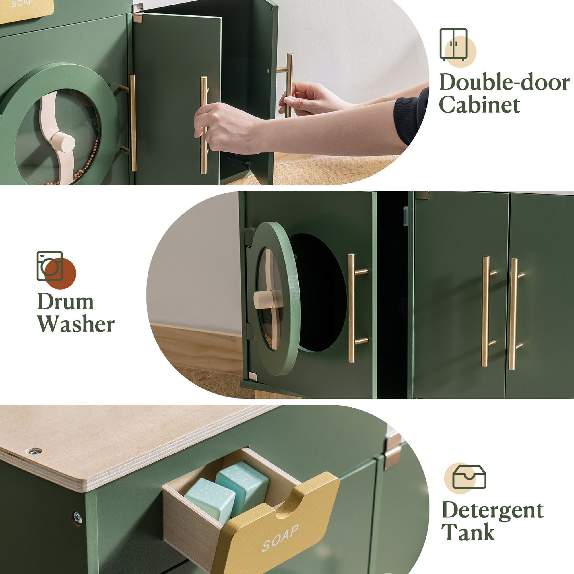 ROBUD Lave-linge Multifonction Vintage en Bois