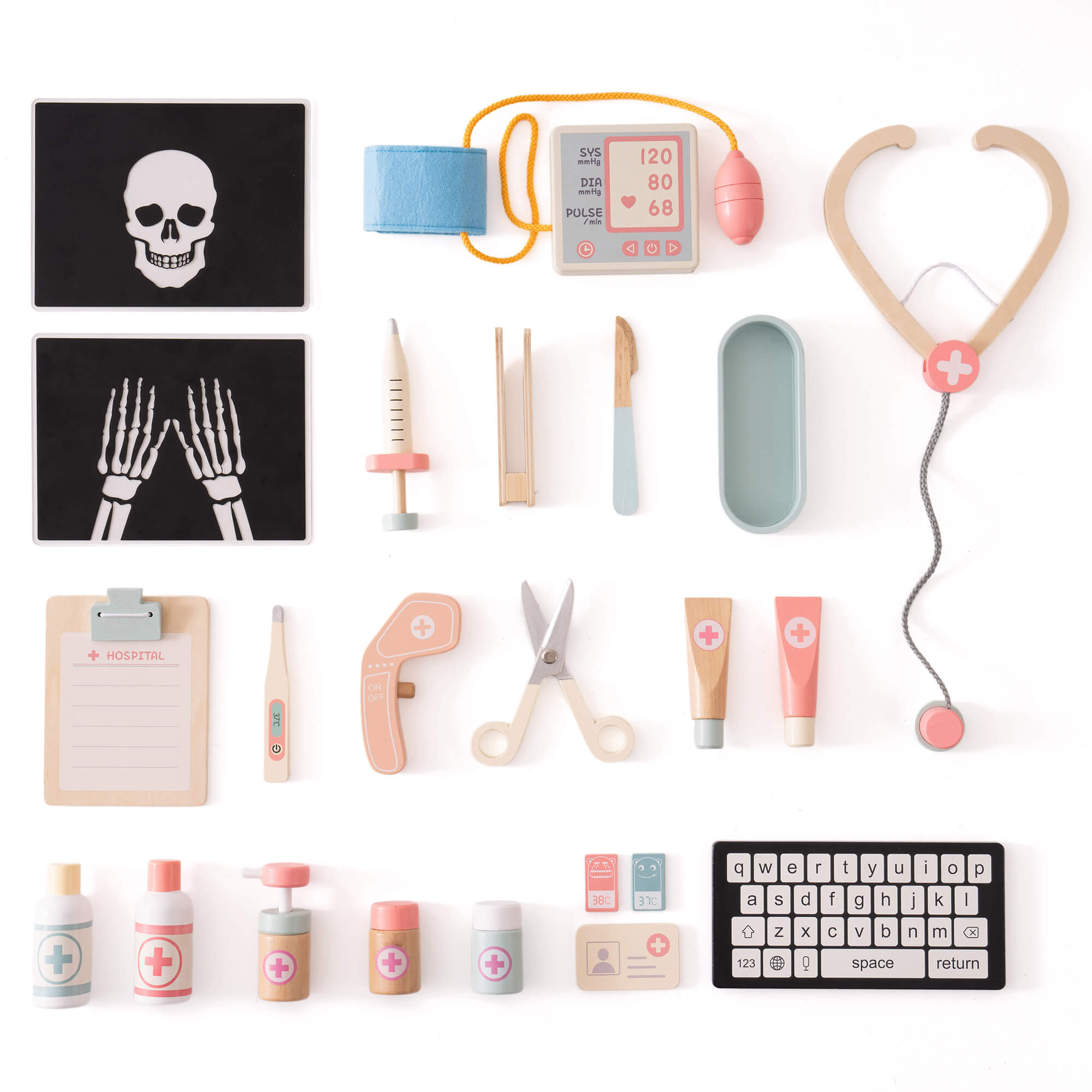 ROBUD Wooden Doctor's Activity Center Toy Set