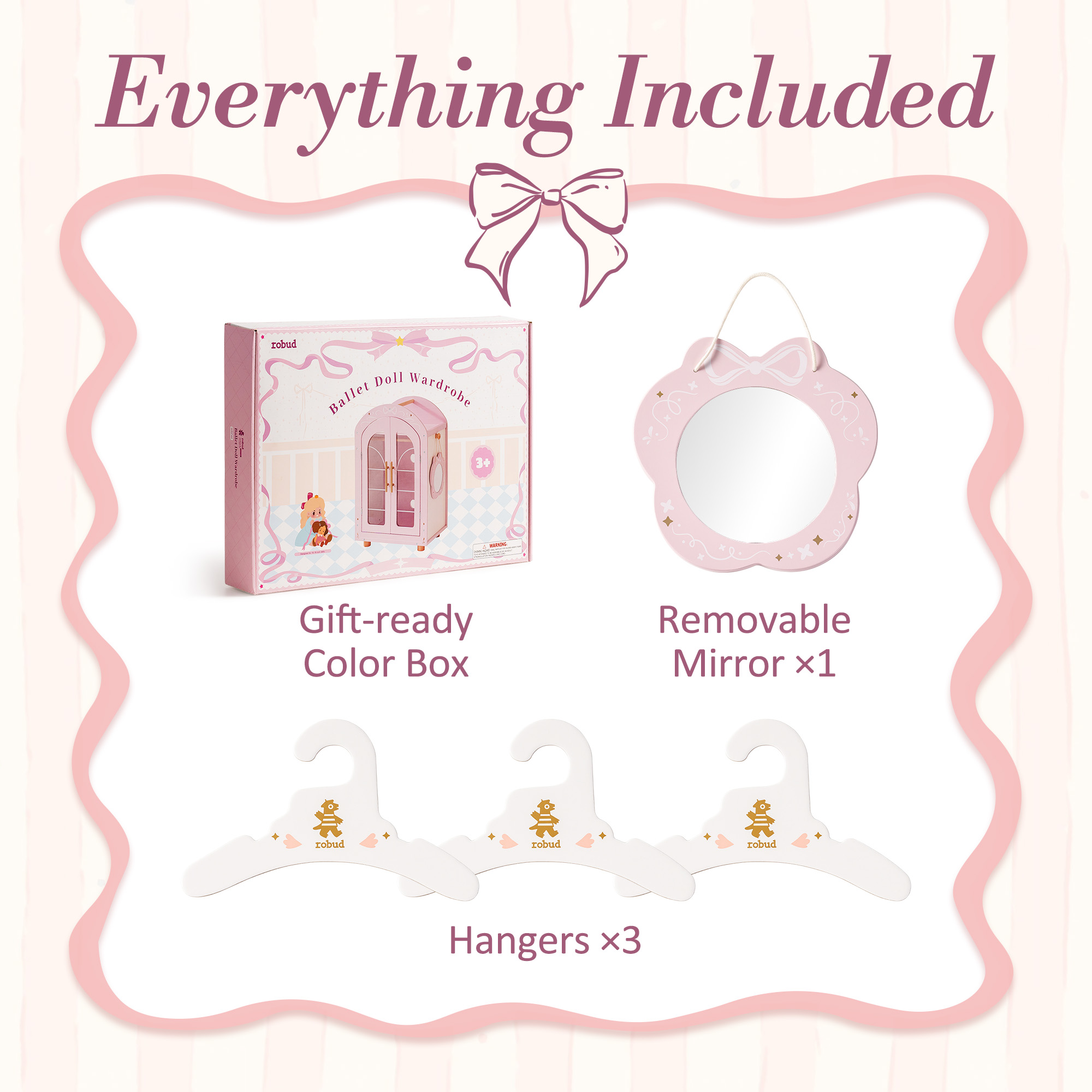 ROBUD Wooden Doll Furniture - Wardrobe