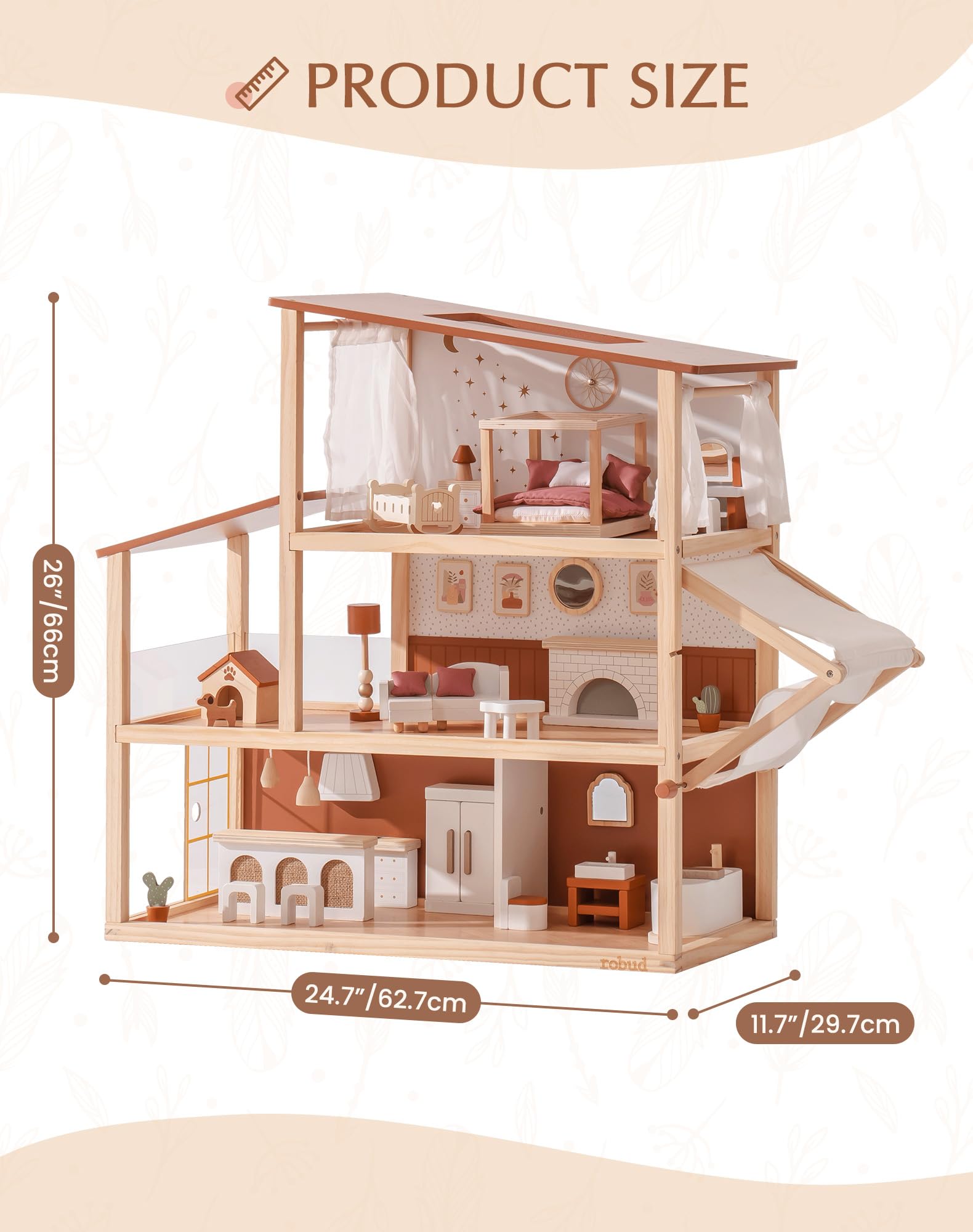 ROBUD Wooden Dollhouse - Bohemian