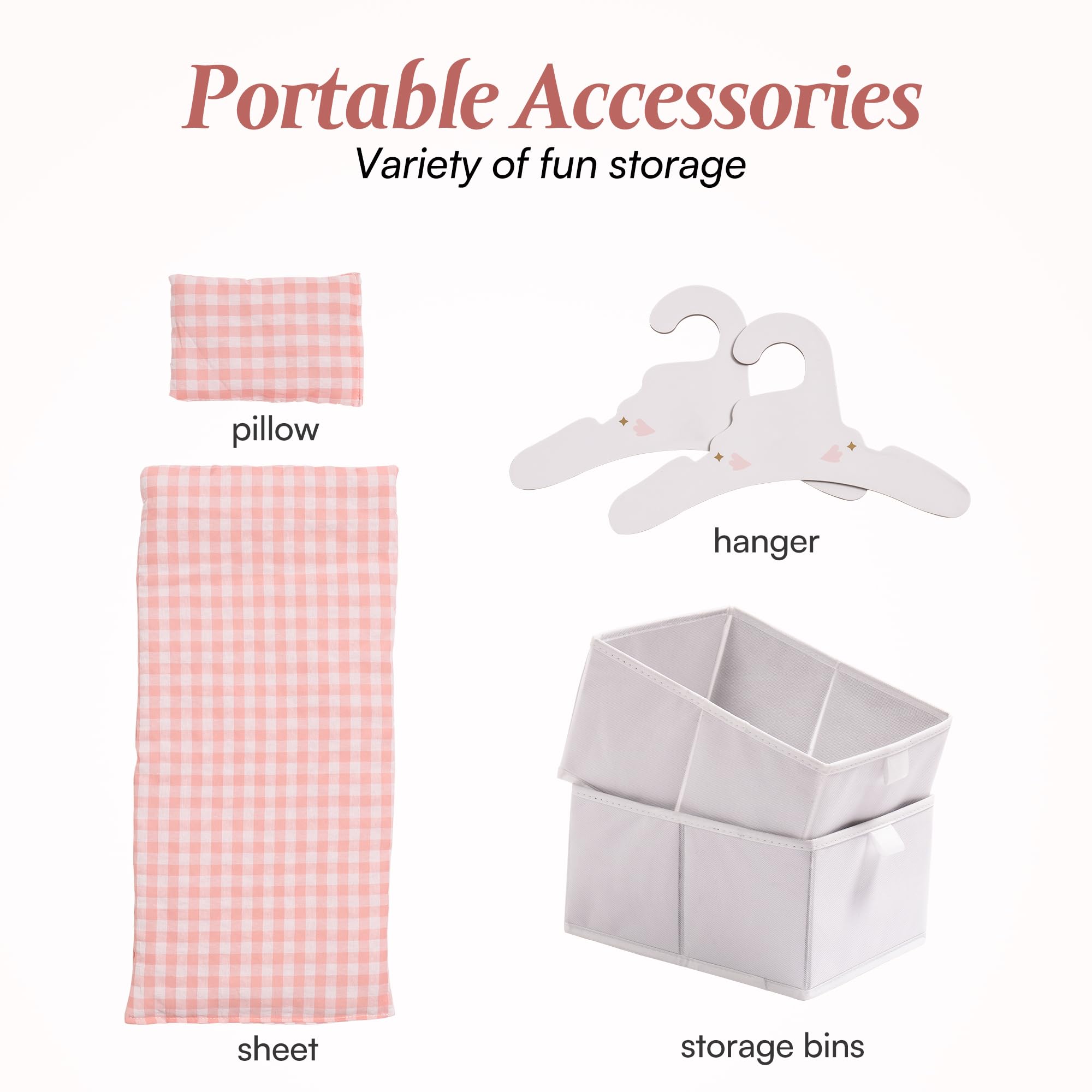 ROBUD Wooden Baby Doll Crib for Kids