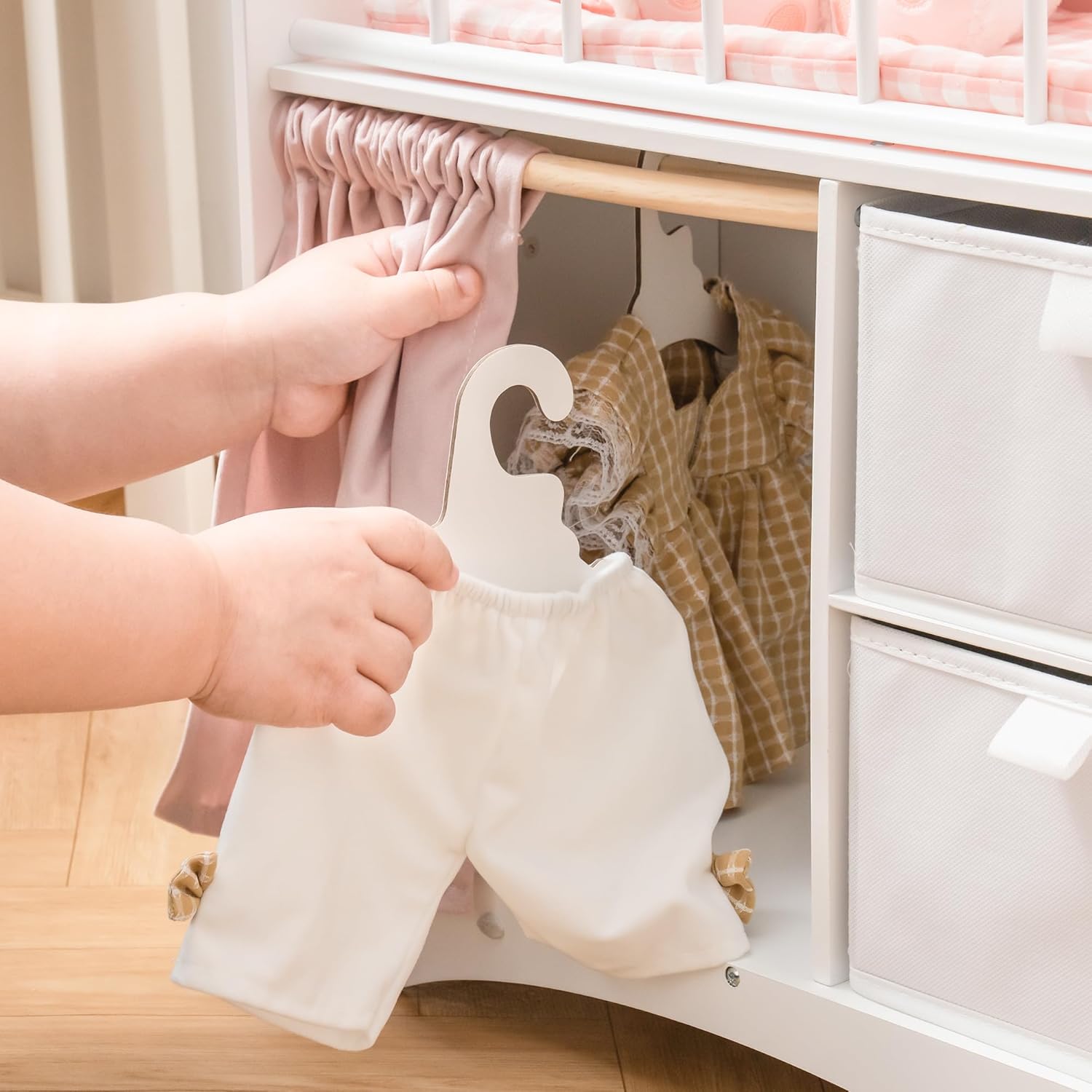 ROBUD Wooden Baby Doll Crib for Kids