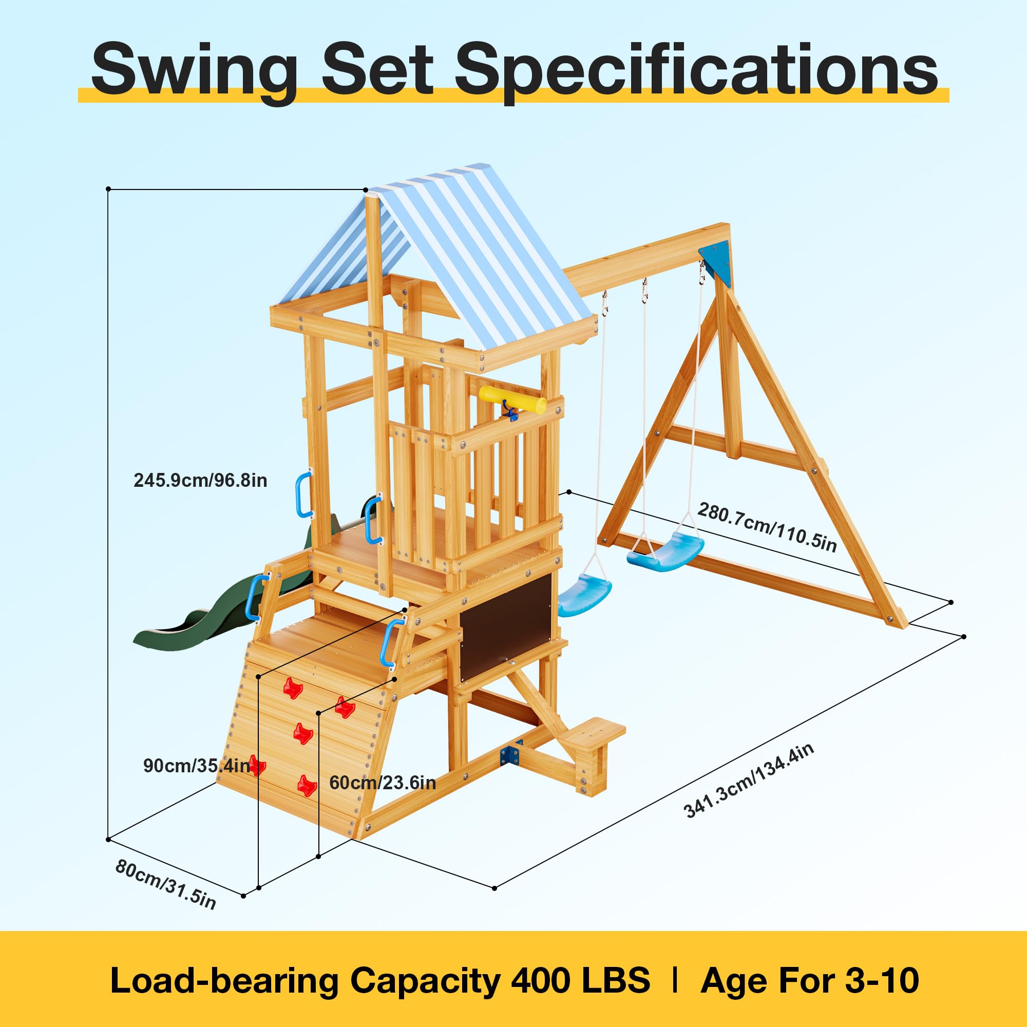 ROBUD Wooden Swing Sets for Backyard
