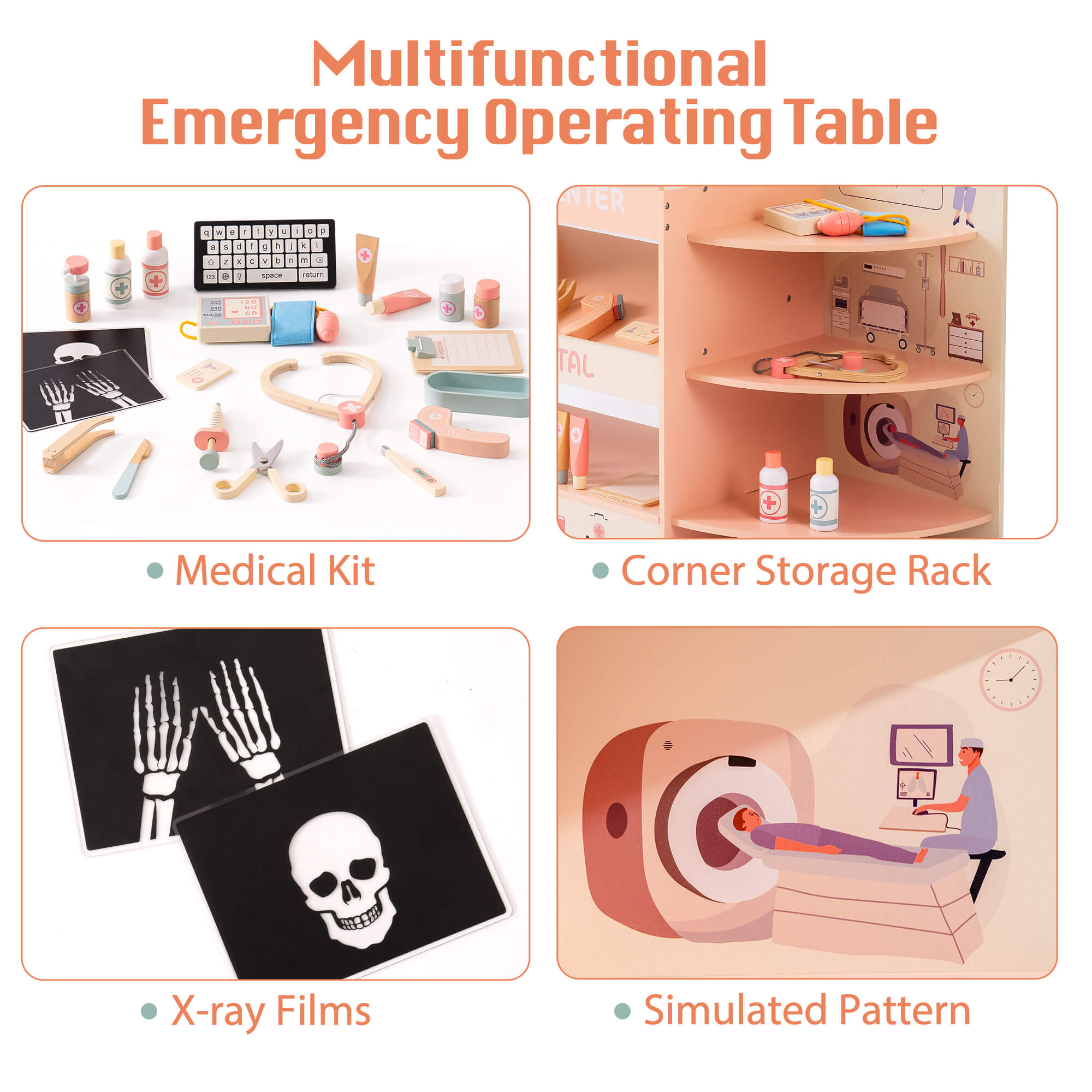 ROBUD Wooden Doctor's Activity Center Toy Set