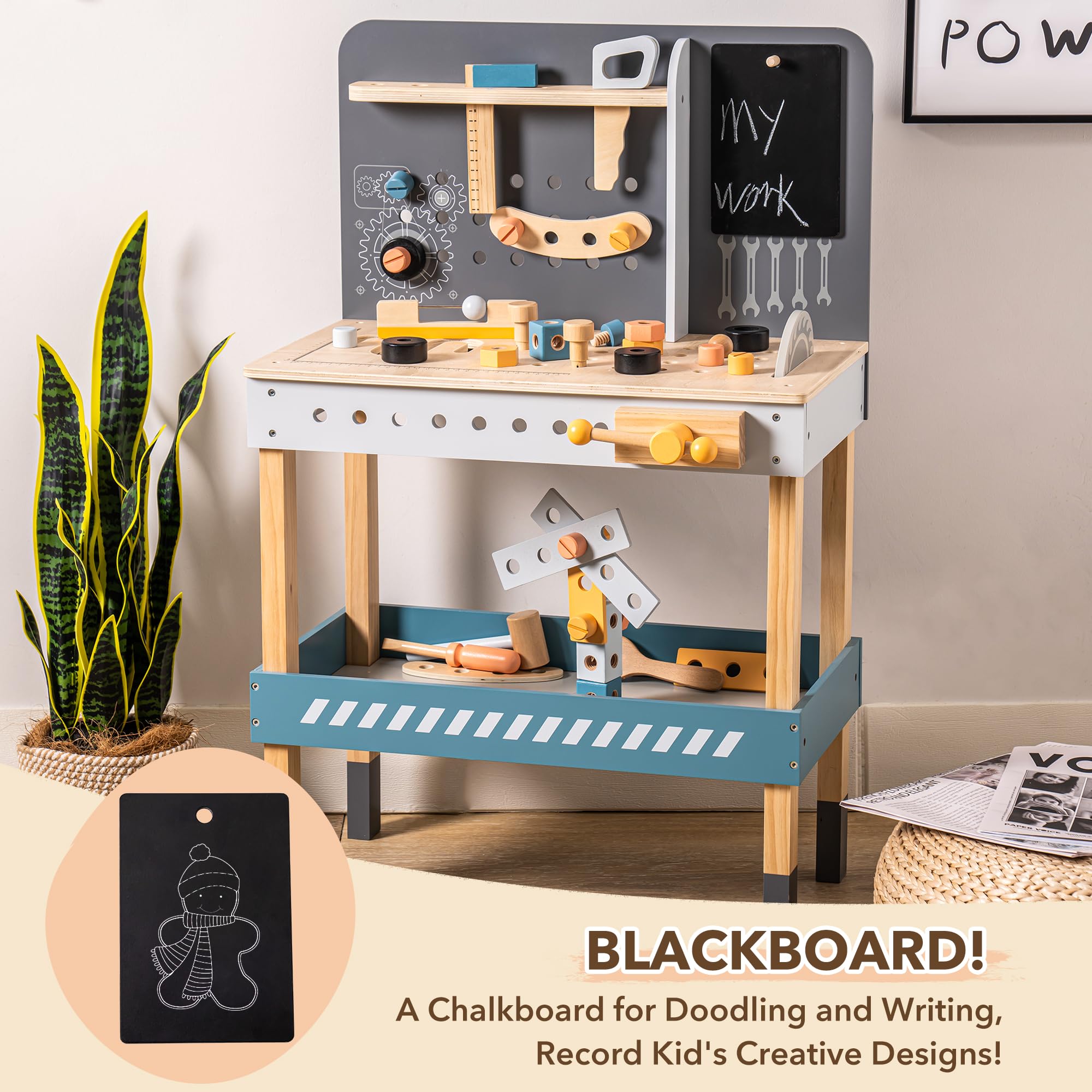 ROBUD Wooden Tool Workbench for Kids Toddlers