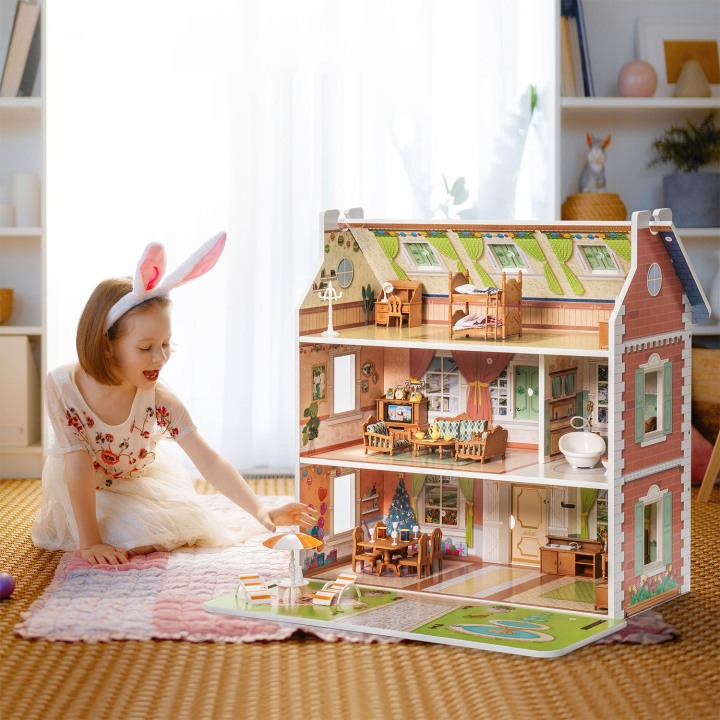 ROBUD Wooden Dollhouse - Colonial Style