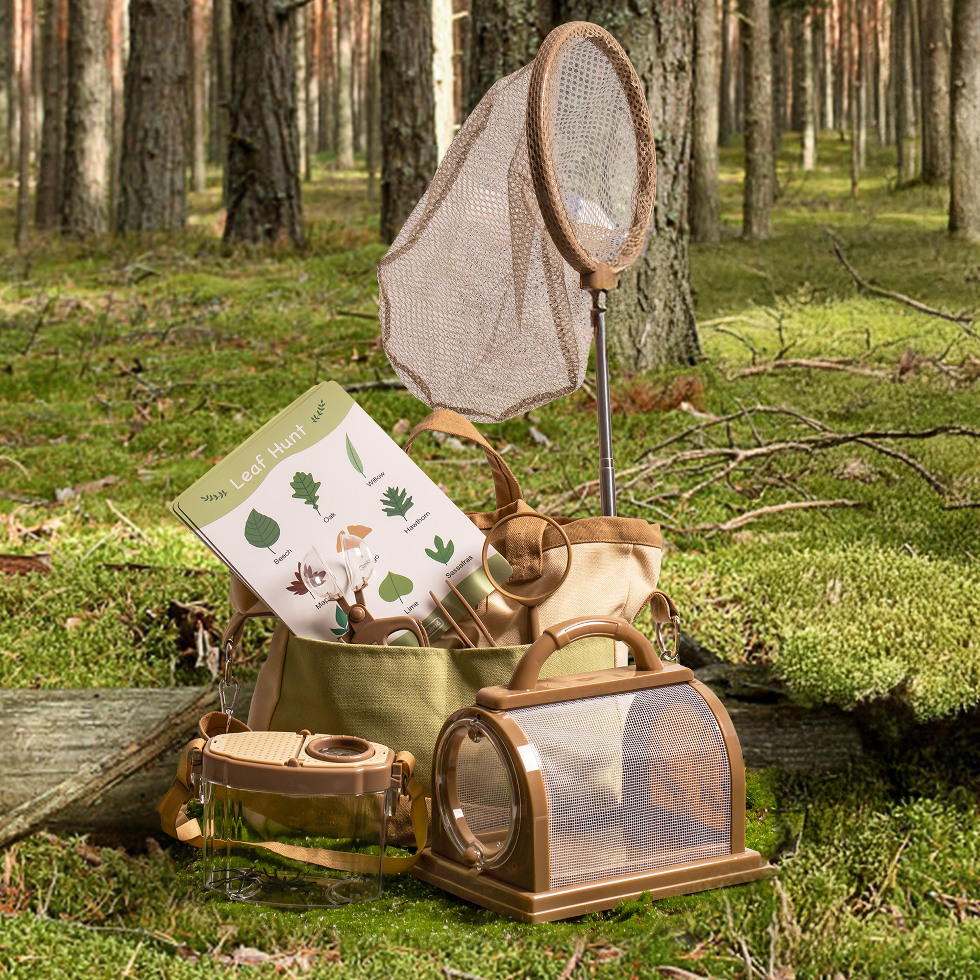 Kit D'Exploration Nature Pour Enfants ROBOTIME - Filet à Papillon, Loupe, Boîte à Insectes, Sac De Transport, 2 Kits Complets - 4