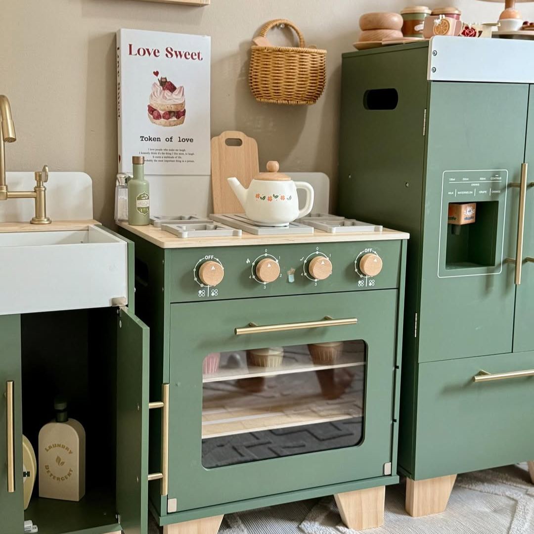 ROBUD Cuisine enfant en bois - Série verte vintage