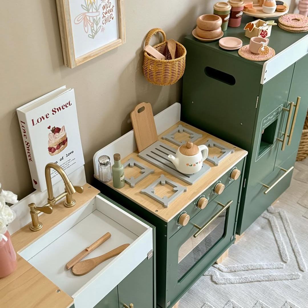 ROBUD Cuisine enfant en bois - Série verte vintage