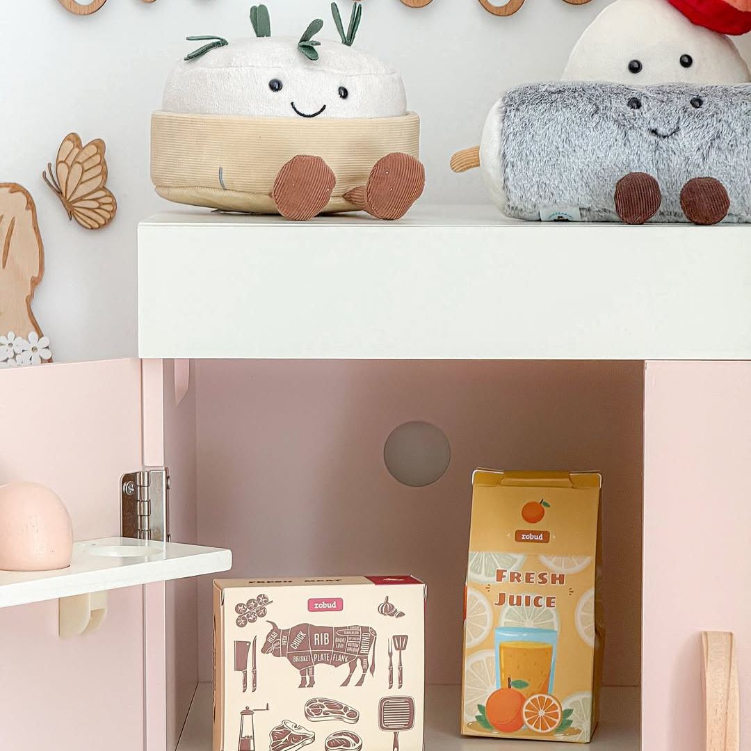 ROBUD Réfrigérateur rose en bois