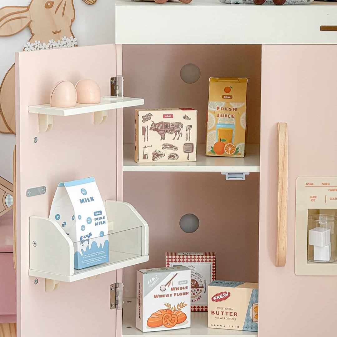 ROBUD Réfrigérateur rose en bois