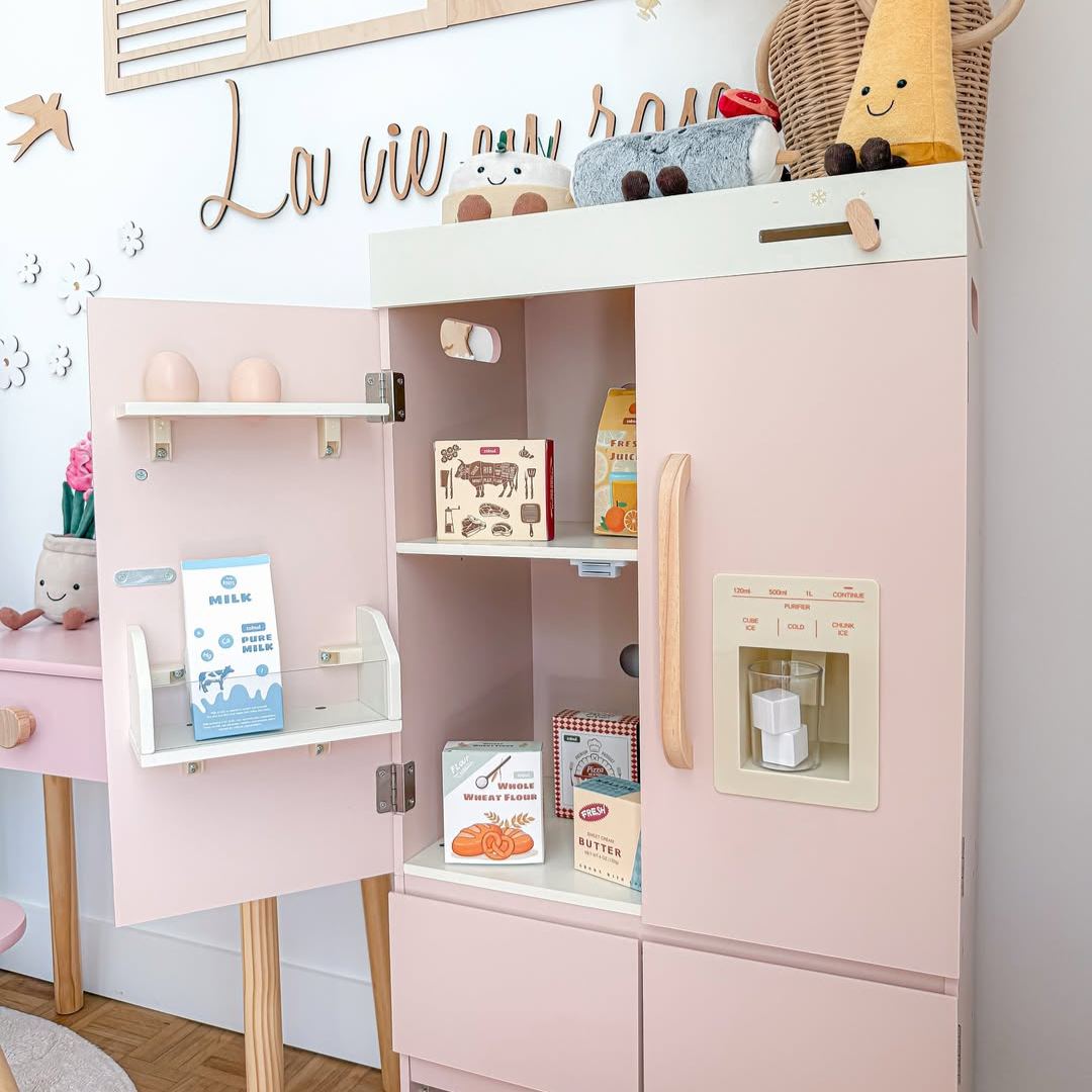 ROBUD Réfrigérateur rose en bois