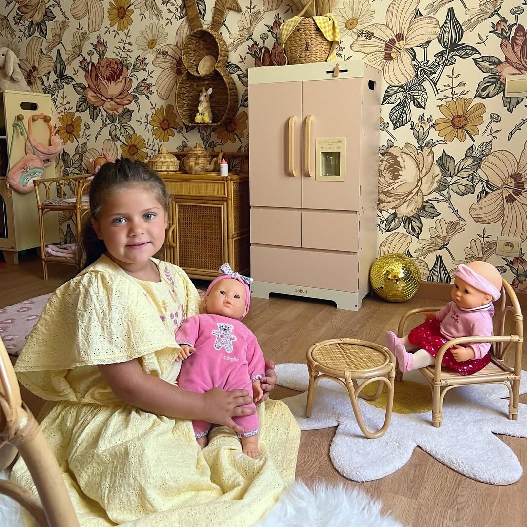 ROBUD Réfrigérateur rose en bois