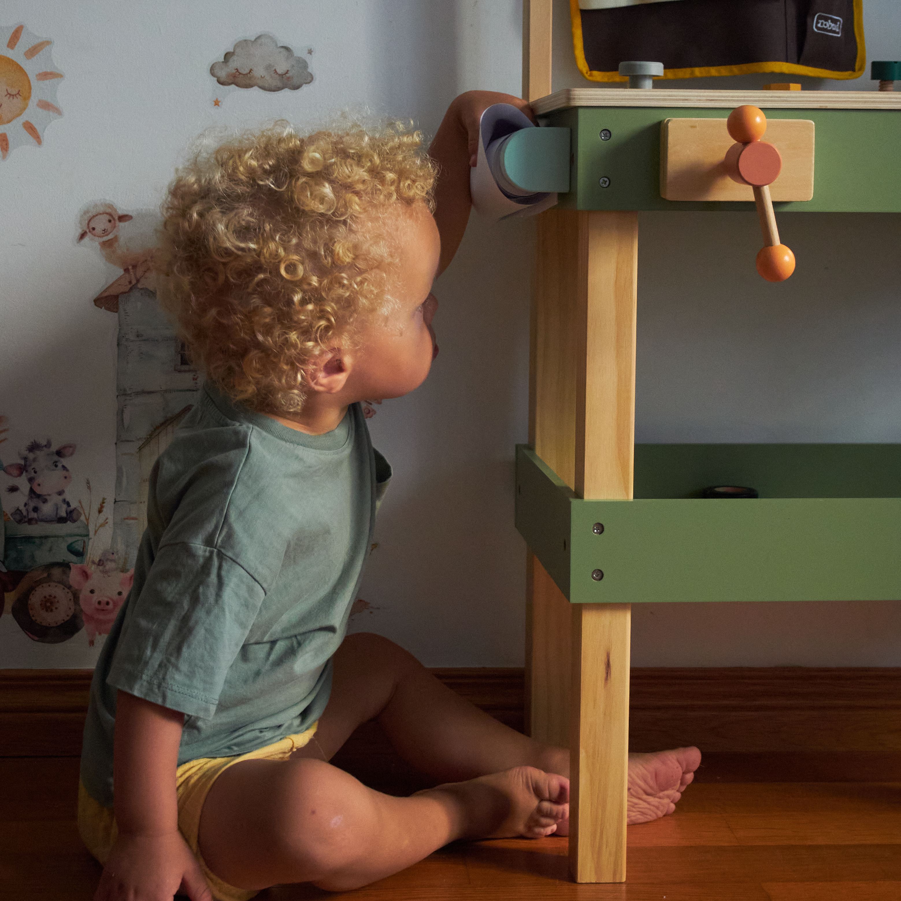 ROBUD Établi à outils en bois - Vert avocat