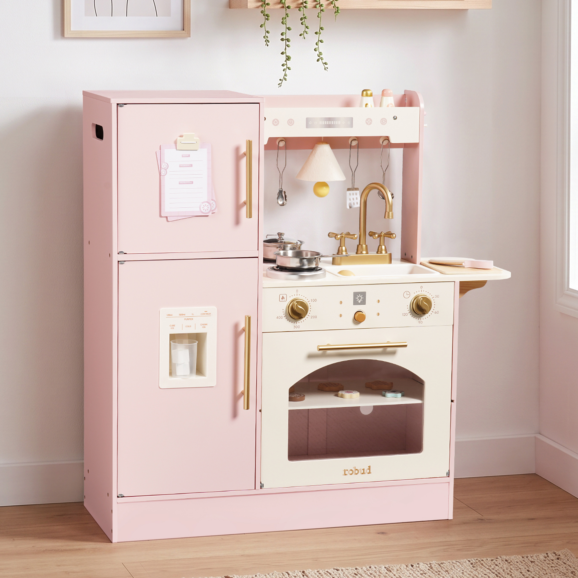 ROBUD Cuisine en bois pour enfants avec réfrigérateur et four – Bild 2