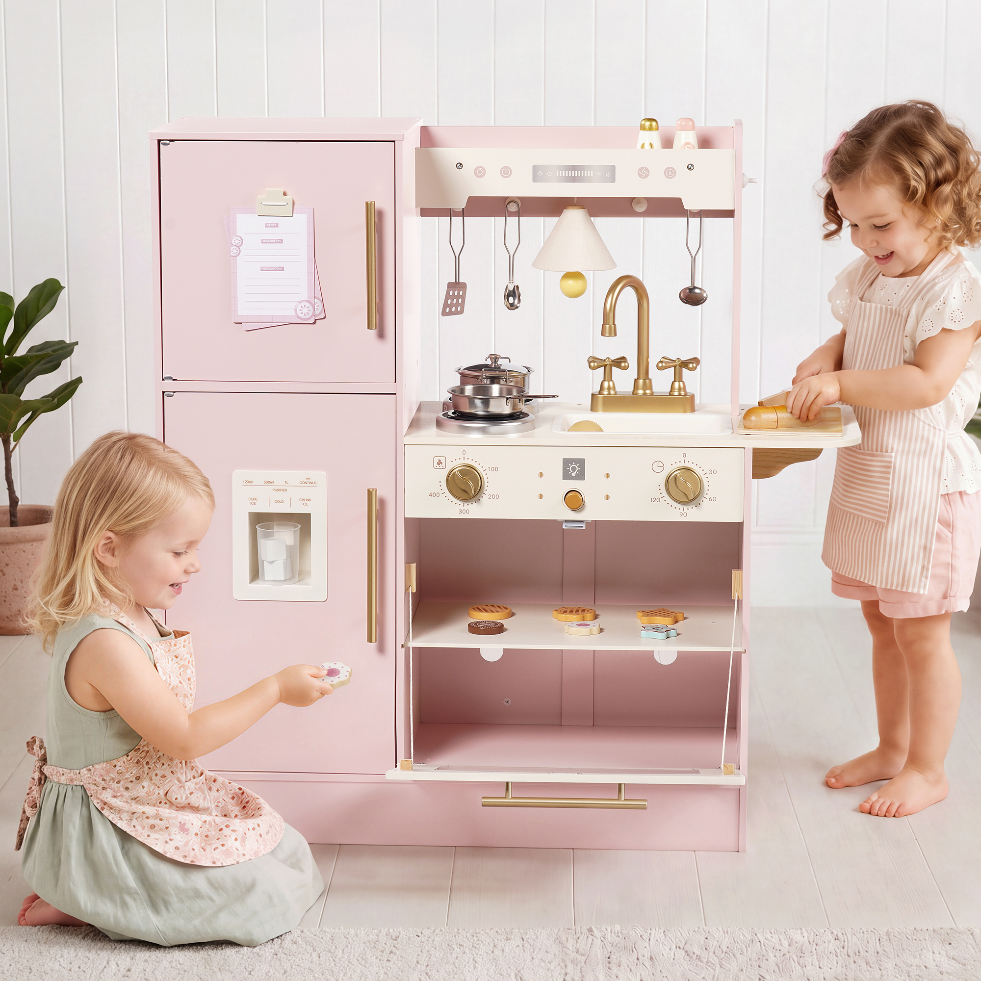 ROBUD Cuisine en bois pour enfants avec réfrigérateur et four – Bild 5