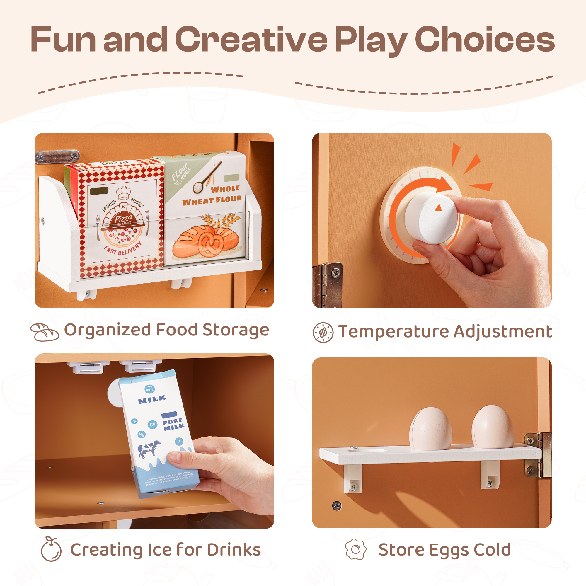 ROBUD Wooden Caramel Refrigerator