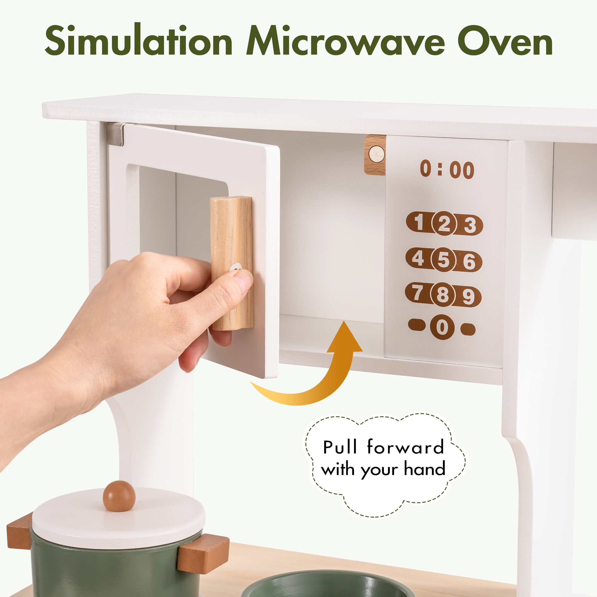 ROBUD Set da Gioco Cucina in Legno per Bambini - Verde Vintage