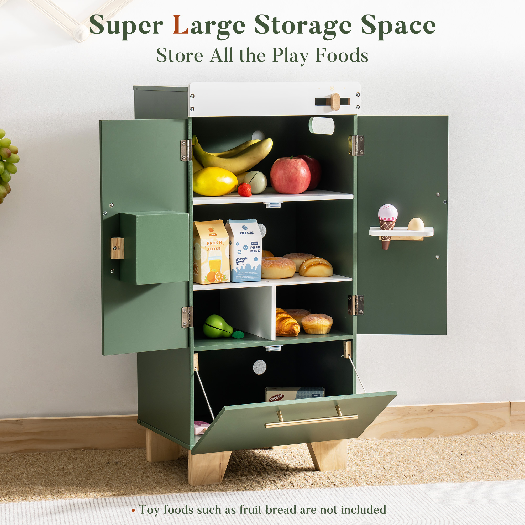 ROBUD Set da Gioco Cucina in Legno per Bambini - Verde Vintage