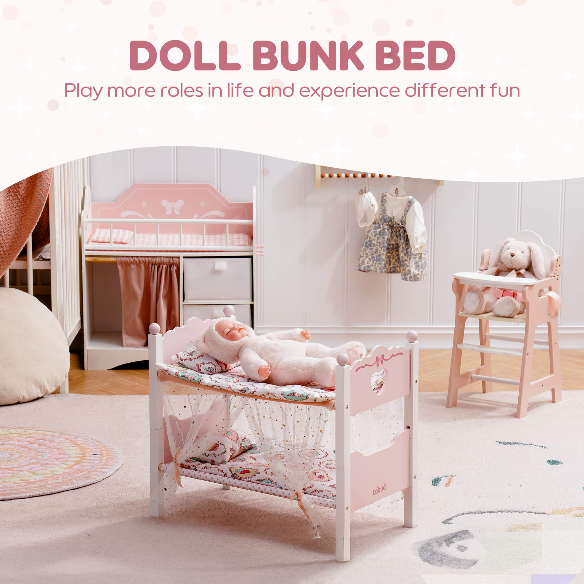 Robud Pink Princess Bunk Bed
