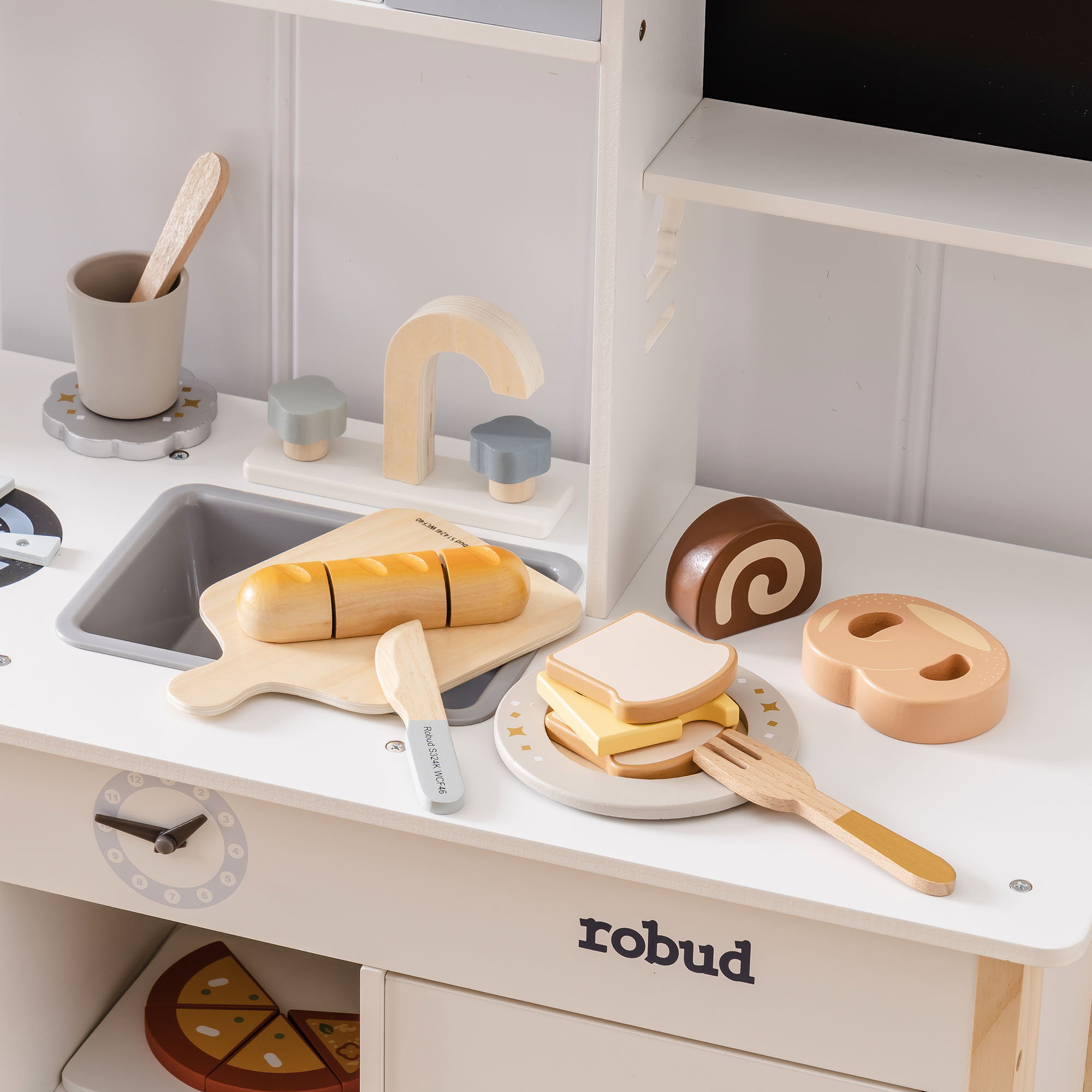 ROBUD Set di Cibo da Gioco in Legno per Bambini - Dessert