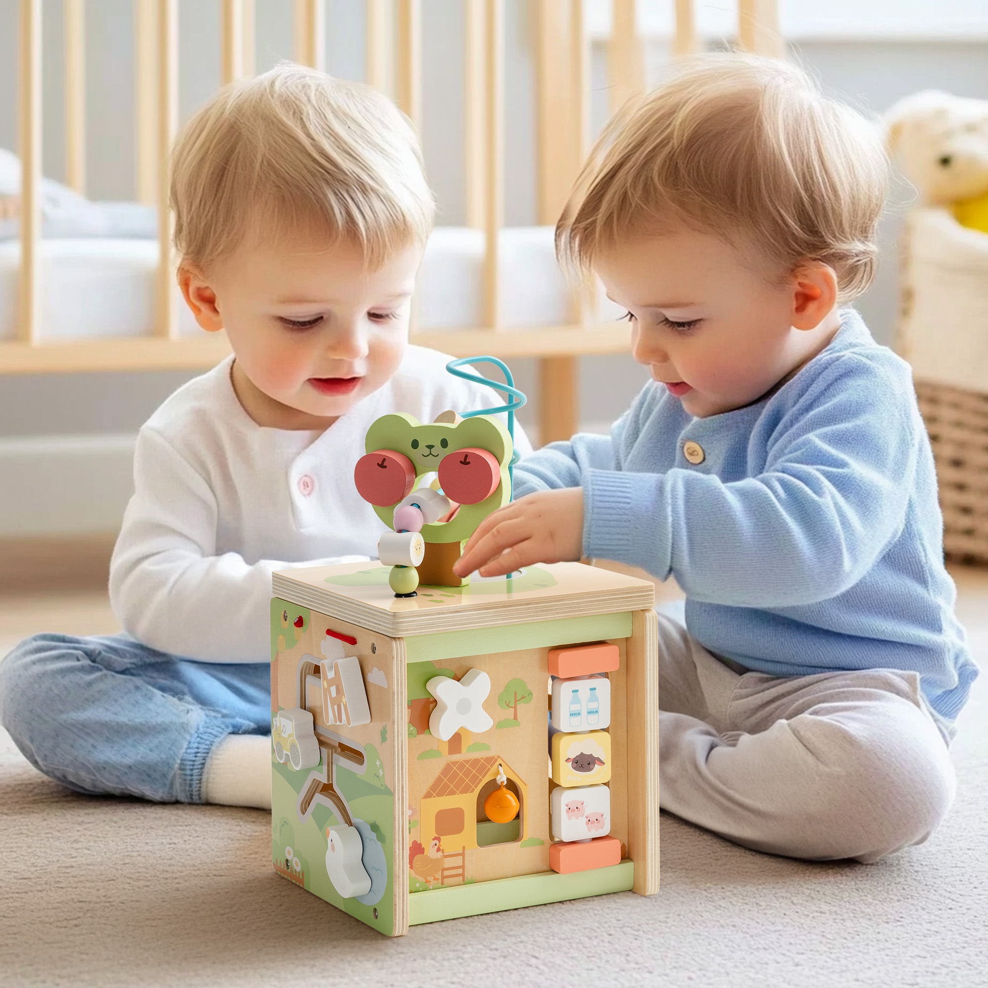 ROBUD Wooden Activity Cube - Little Bear Orchard