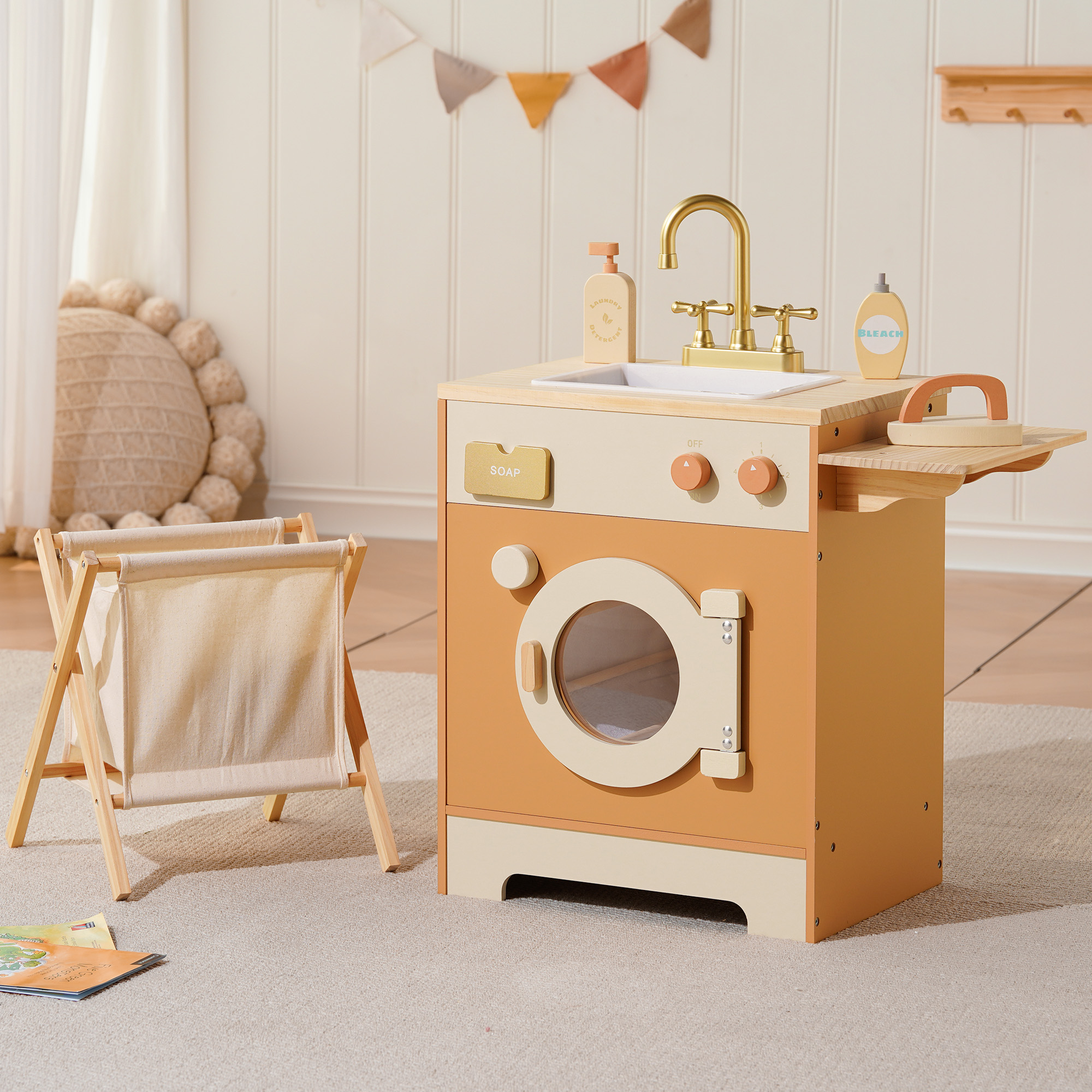 Robud Wooden Laundry Playset - Caramel