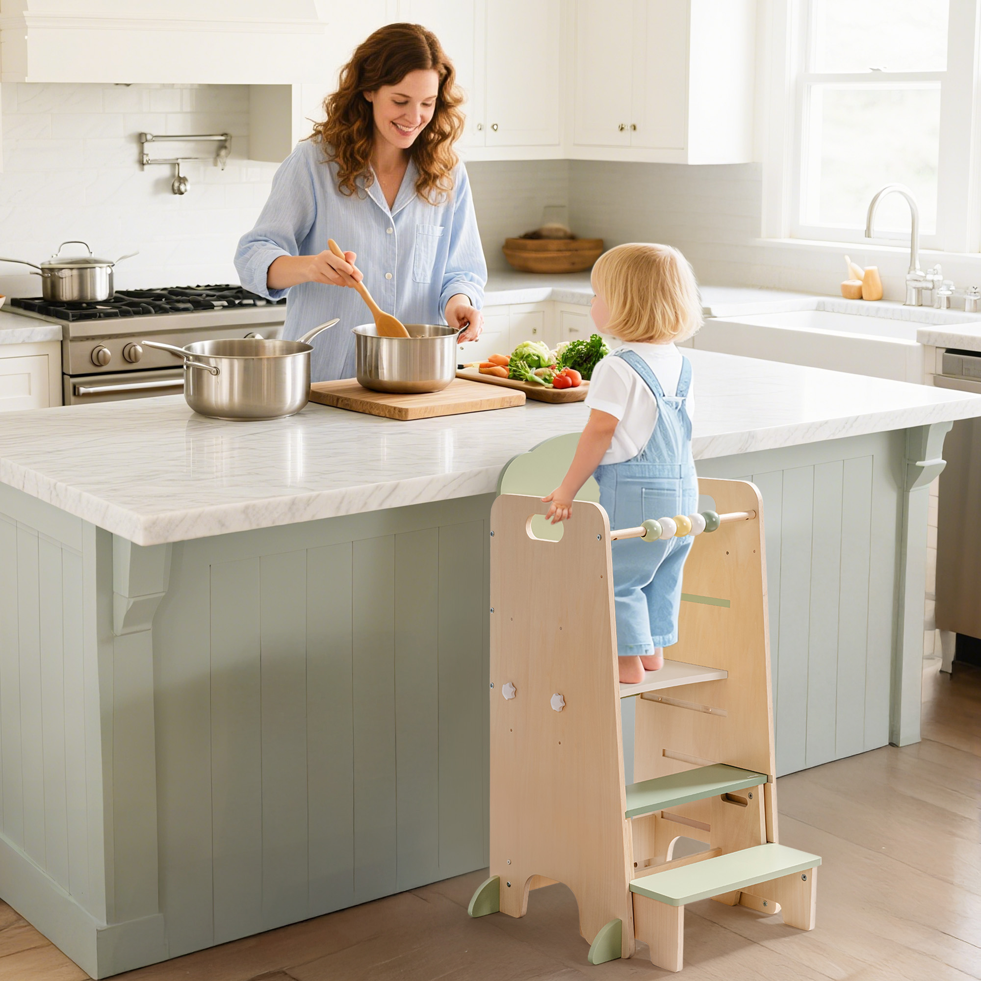 ROBUD Toddler Standing Tower with Step Stool Set