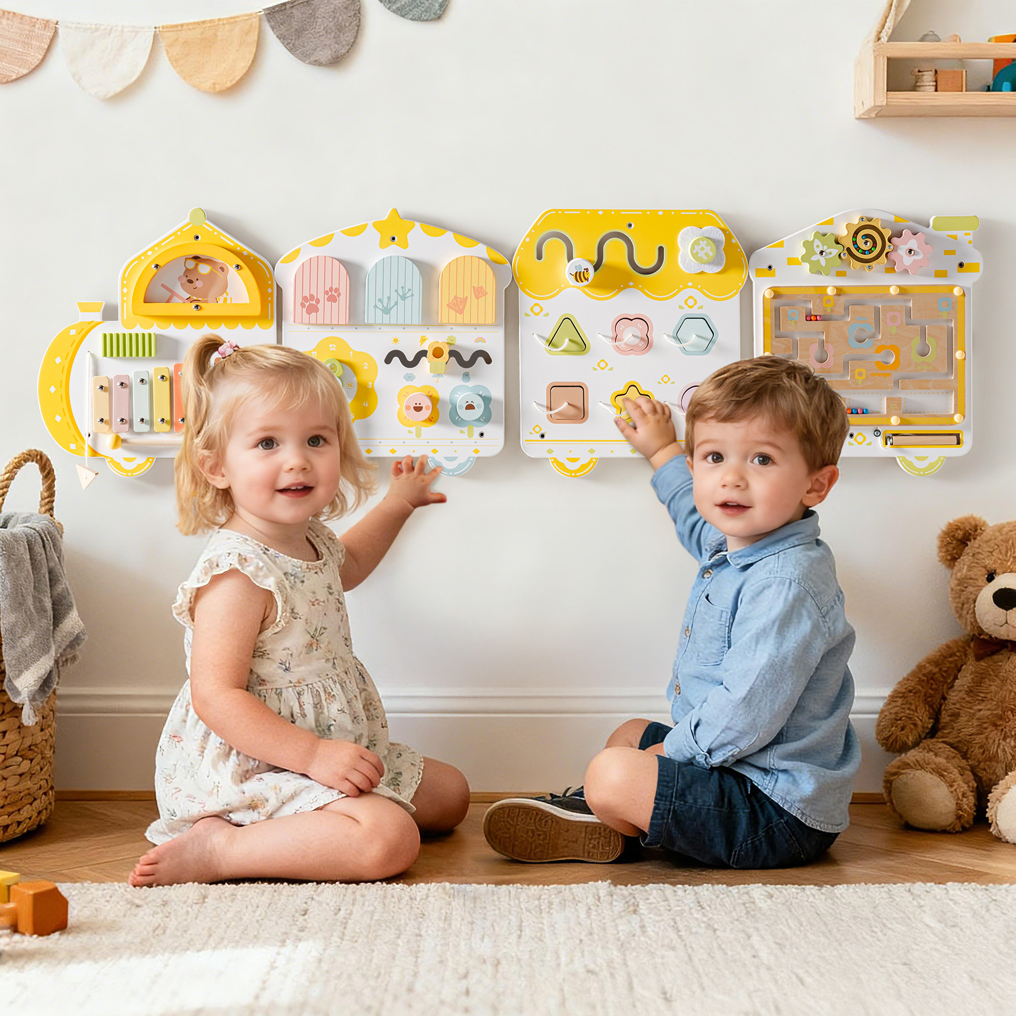 ROBUD Wooden Spring Train Busy Board