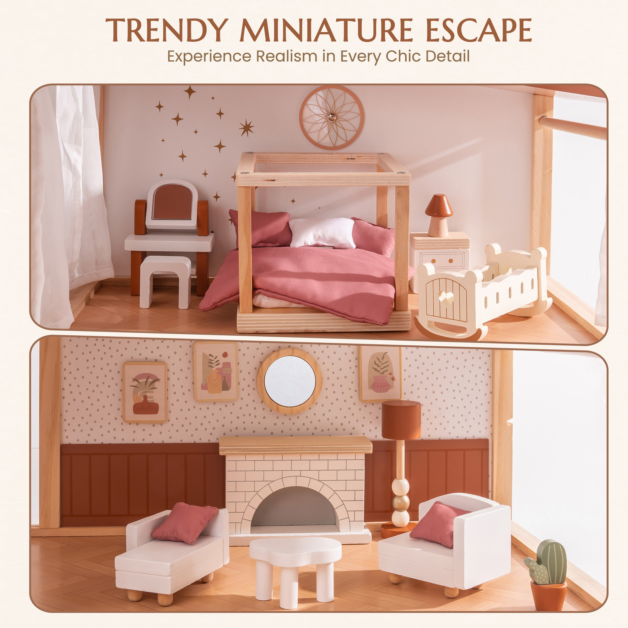 ROBUD Casa Delle Bambole in Legno - Bohémien