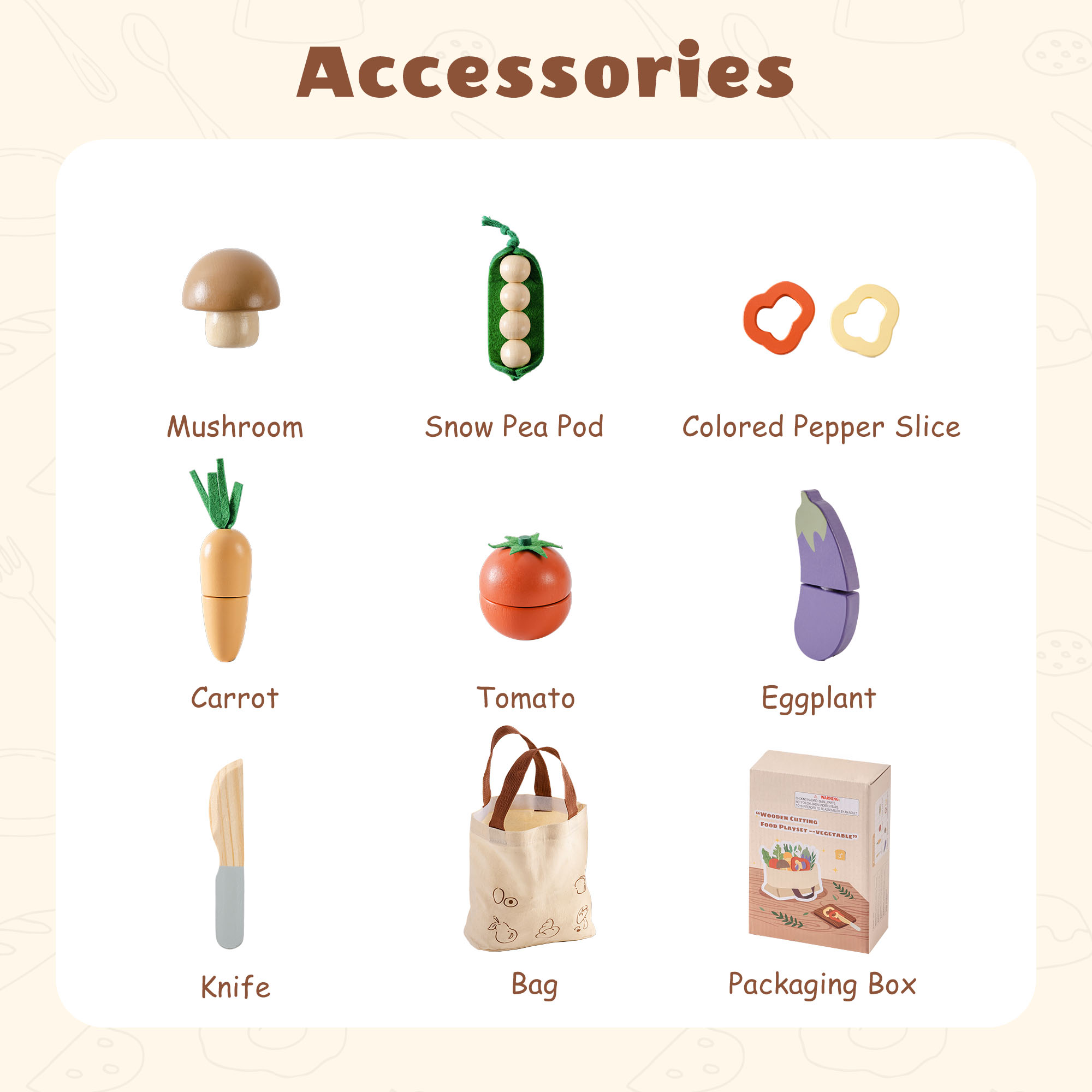 ROBUD Set di Cibo da Gioco in Legno per Bambini - Verdure