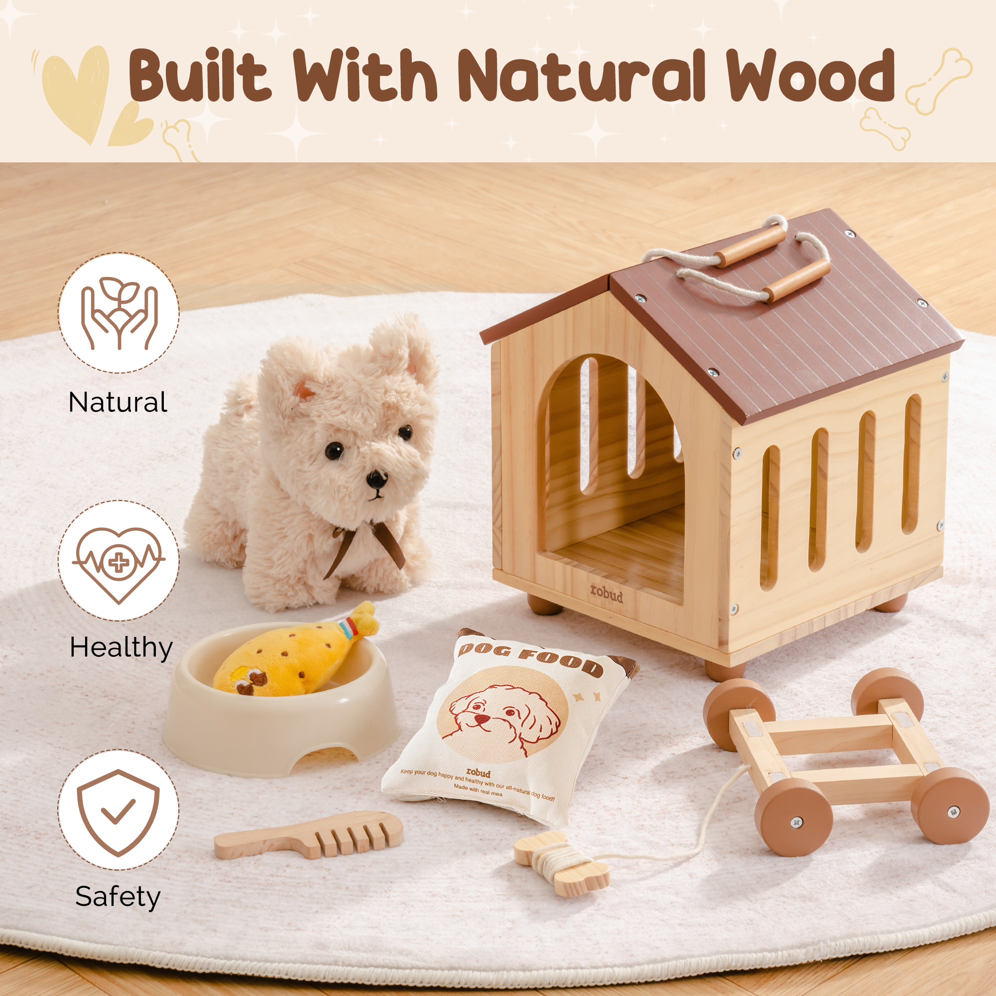 Robud Pull Dog Toy for Toddlers