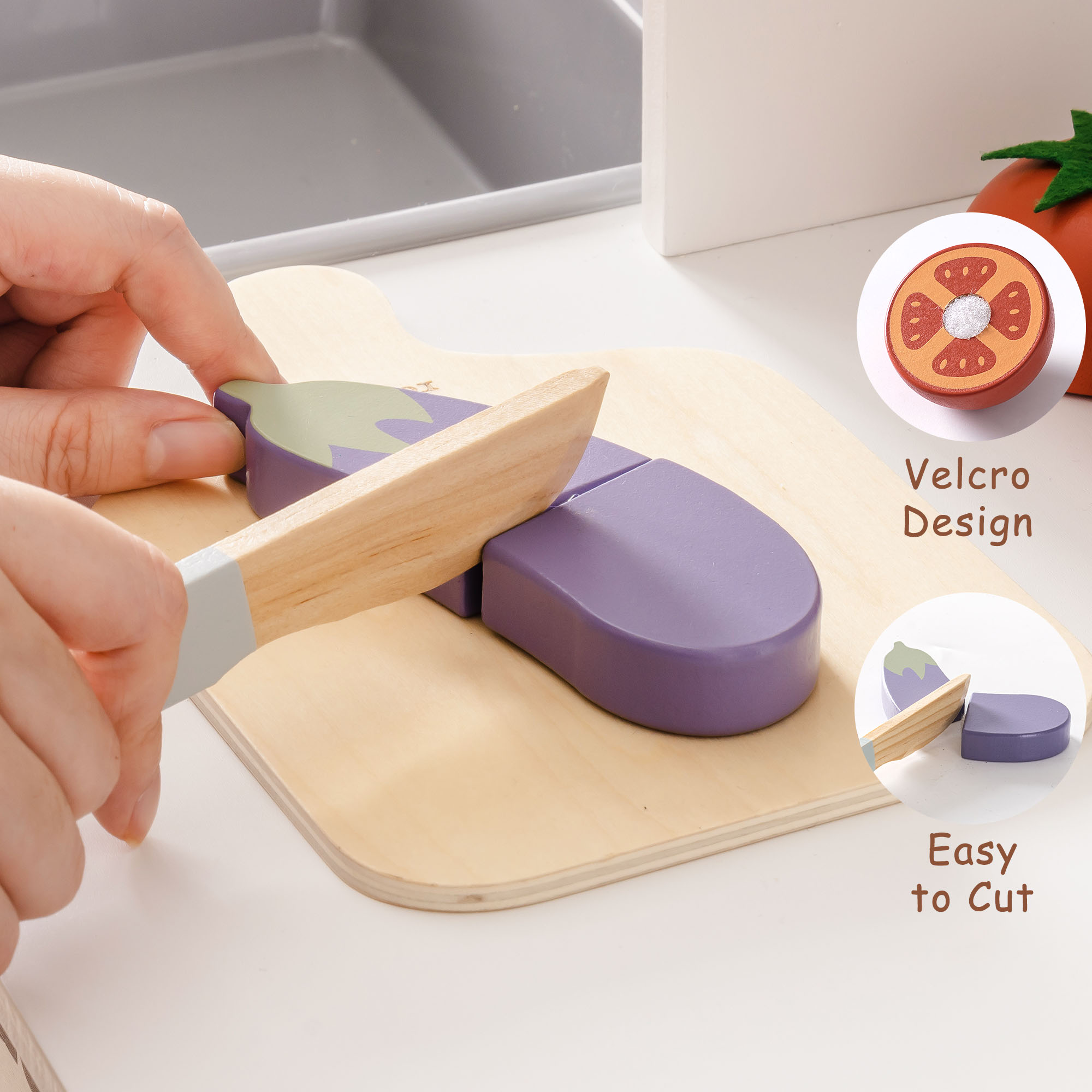 ROBUD Set di Cibo da Gioco in Legno per Bambini - Verdure