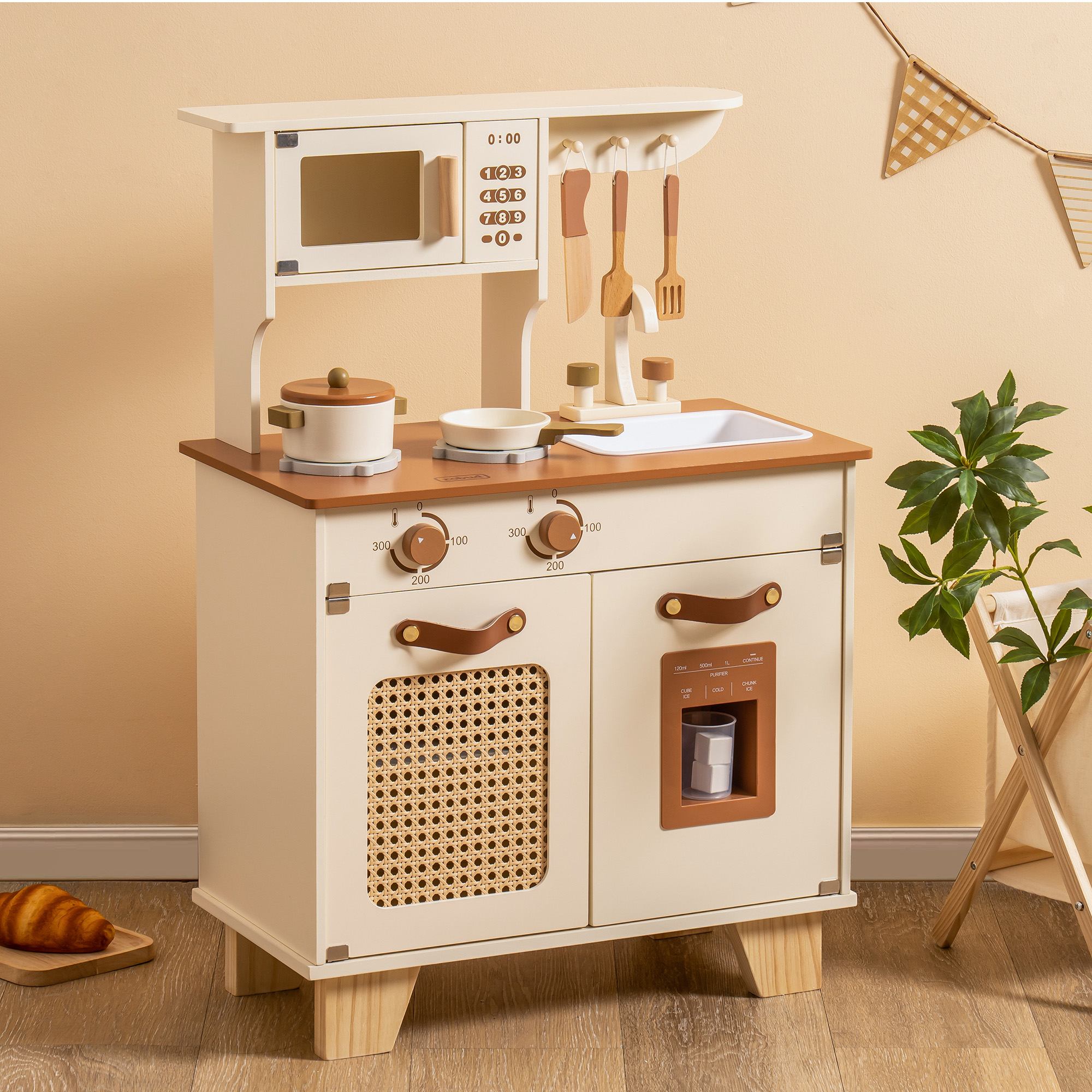 ROBUD Set di Giocattolo da Cucina in Legno per Bambini - Mocha Montessori