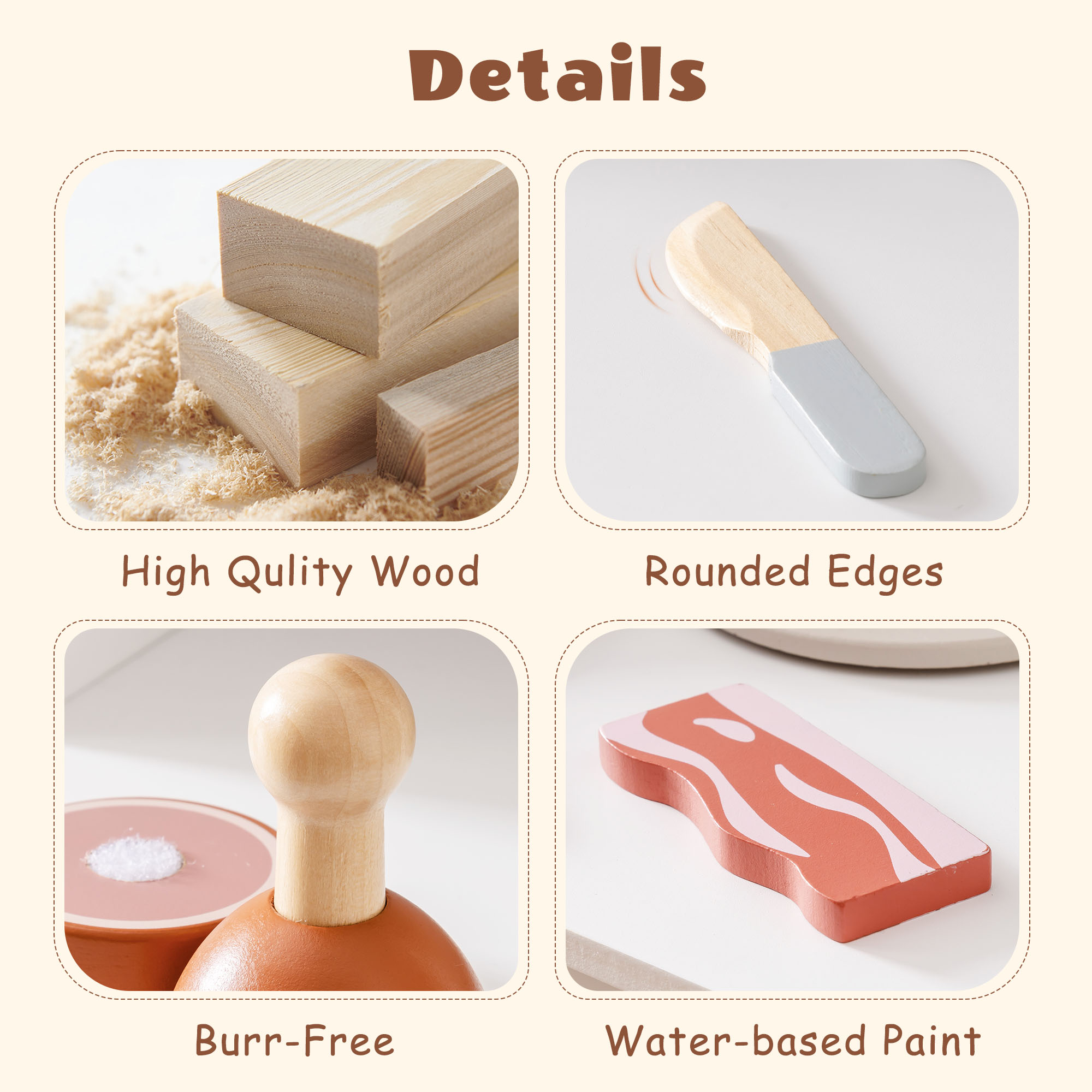 ROBUD Wooden Childs Play Food Set -  Meat