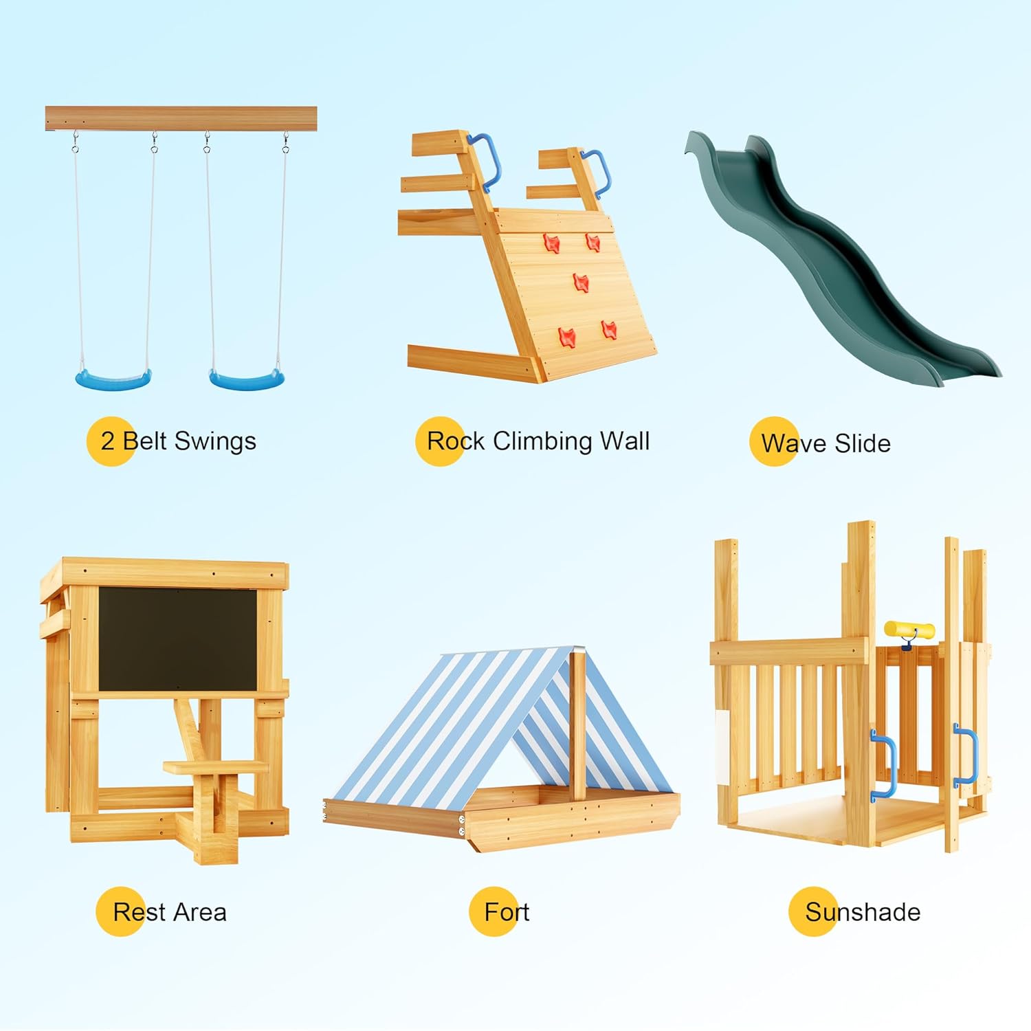 ROBUD Wooden Swing Sets for Backyard