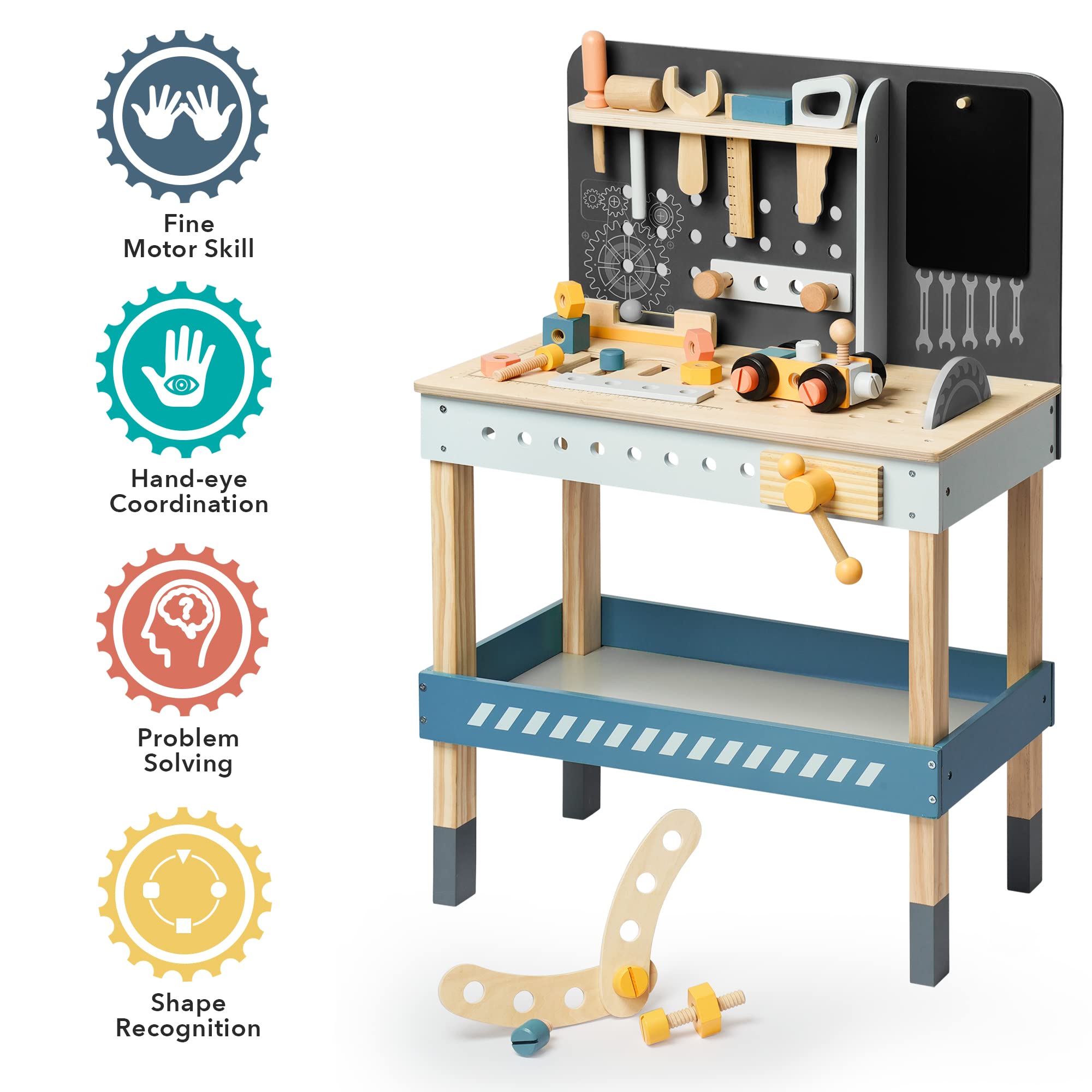 ROBUD Wooden Tool Workbench for Kids Toddlers